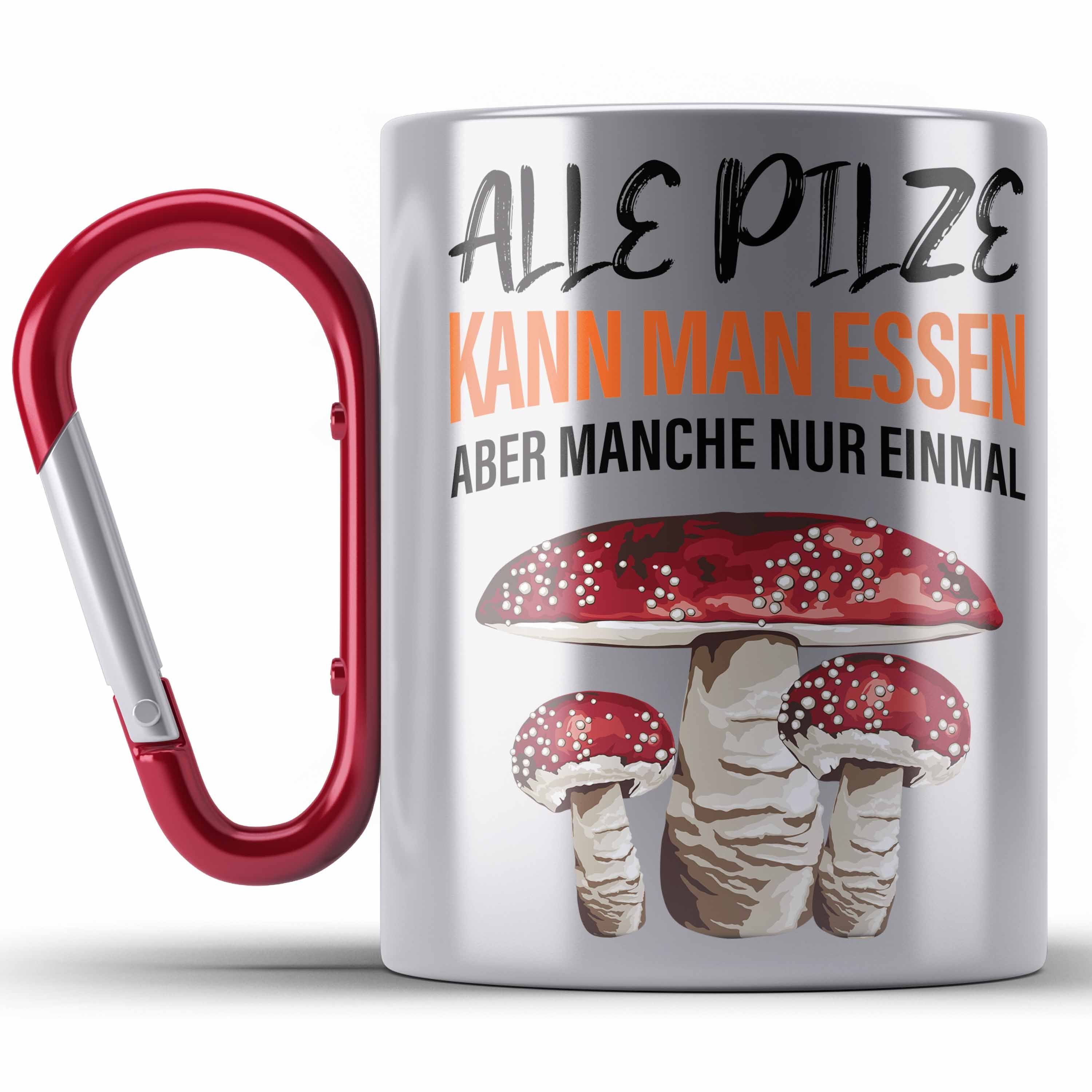 Edelstahl Trendation Tasse Edelstahl Thermotasse Geschenk Pilzsammler Pilze Rot Sammeln Edelstahl