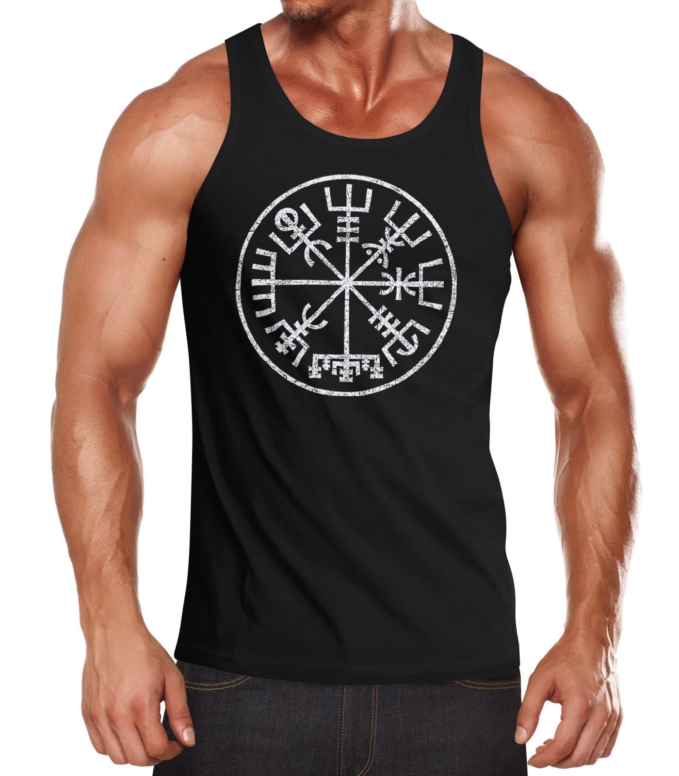 Neverless Tanktop Herren Tank-Top Vegvisir Runenkompass Wikinger Kompass no günstig online kaufen