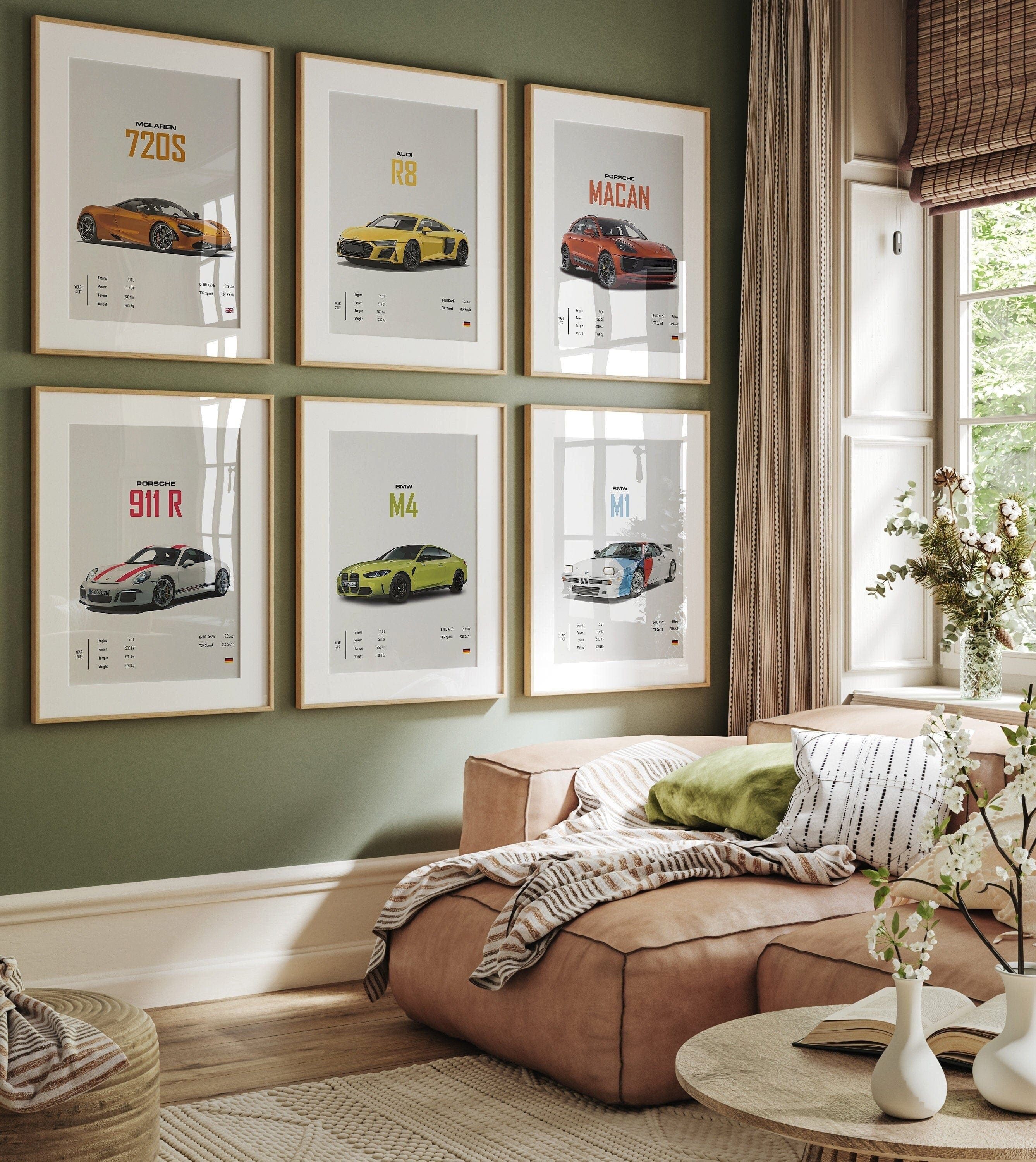 Poster Sportwagen AUD BMW PORSCHE Mclaren Klassiker Legenden Geschenk für ihn