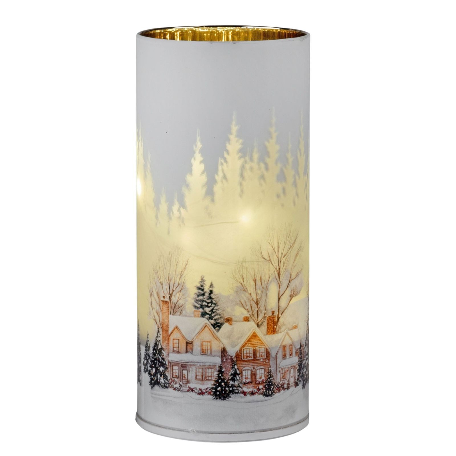formano LED Dekolicht LED-Dekolicht 20 cm drehend Glas Winterdorf Timer 6h/18h Weihnachten, LED fest integriert