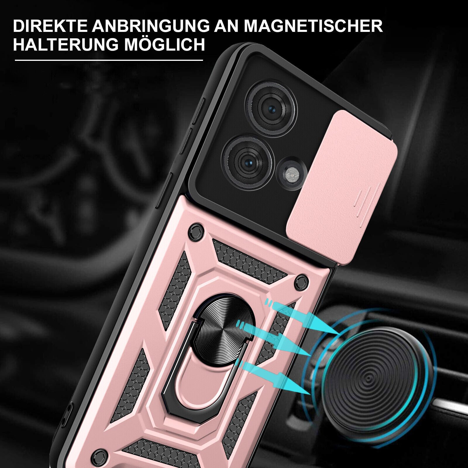 betterfon Handyhülle Panzerhülle für Motorola Edge 40 Neo mit Kameraschutz & Ringhalter, Outdoorhülle mit Smartstand und Silikonkern