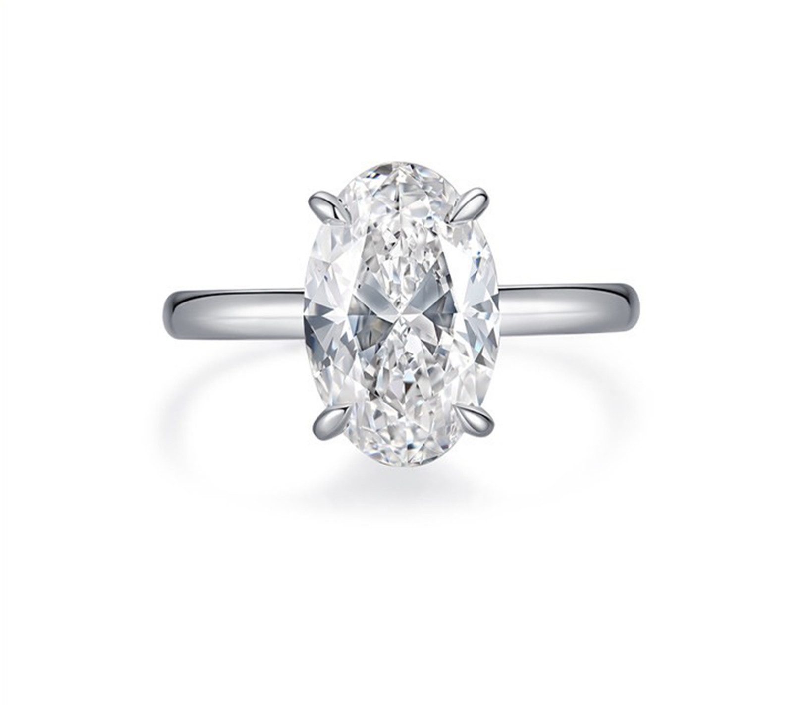 Jumpeak Diamantring Damen Diamantring,3Karat D VS1,Stapelring,ovaler Schliff, 14KGold, Geschenk zum Jahrestag,Weihnachtsgeschenk,Geburtstagsgeschenk