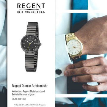 Regent Quarzuhr Regent Damen Armbanduhr Analog, (Analoguhr), Damen Armbanduhr rund, extra groß (ca. 29mm), Edelstahlarmband