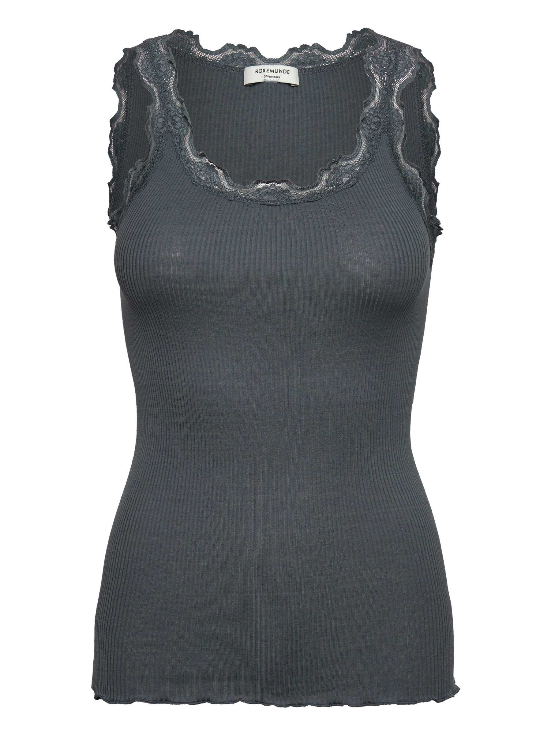 rosemunde Spitzentop Babette Silk Top mit Seide Vintage-Spitzenbesatz, mit Rundhalsausschnitt, hoher Seidenanteil