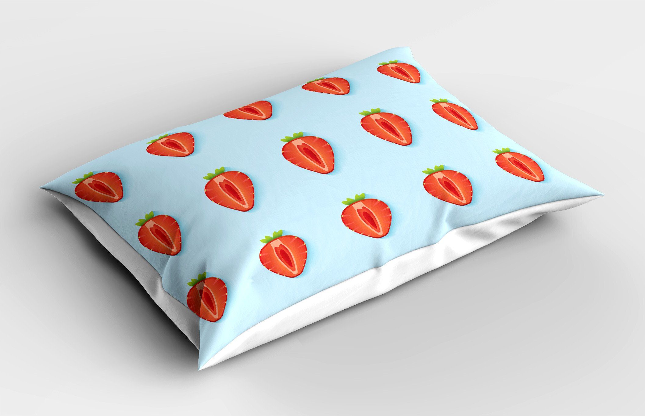 Kissenbezug, Stück), Standard Erdbeere Halbierte Symmetrische Abakuhaus Früchte Dekorativer King (1 Kissenbezüge Gedruckter Size