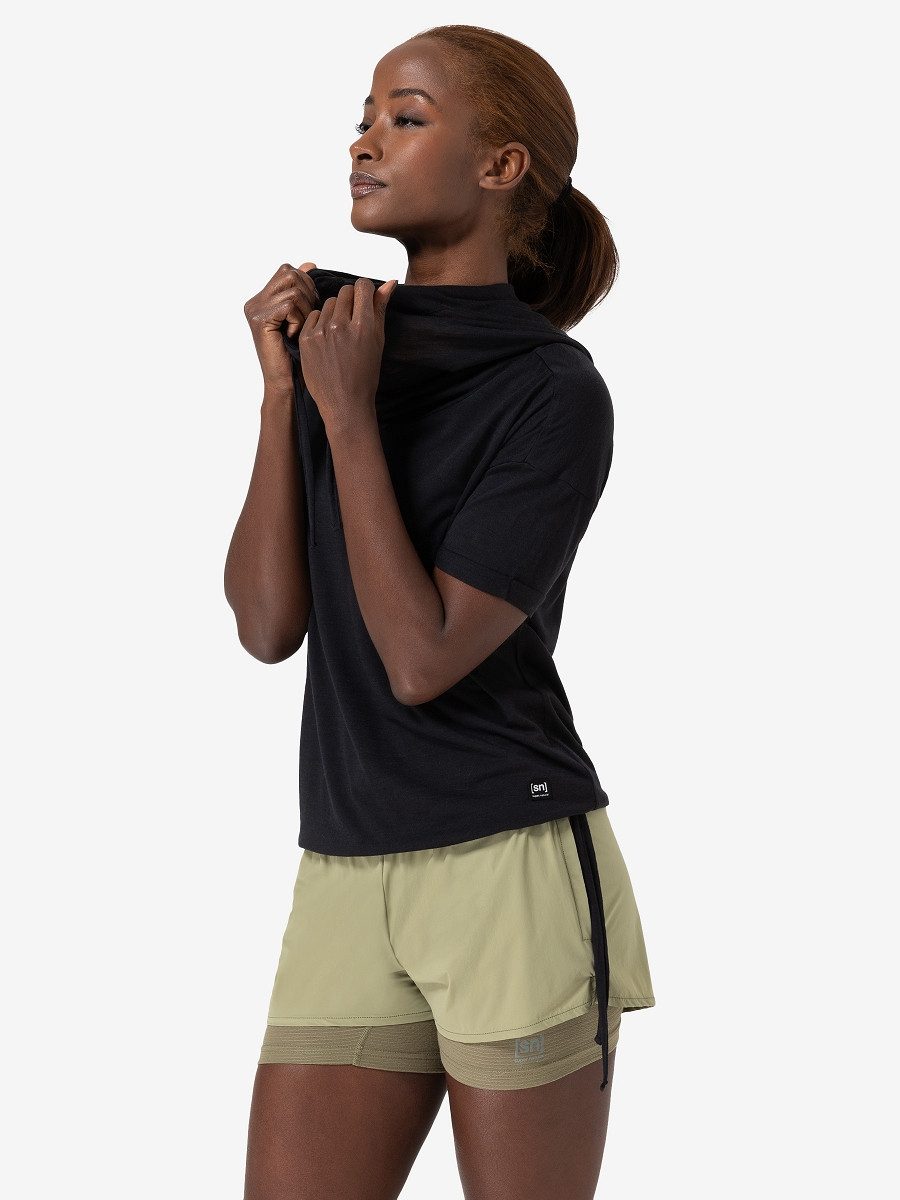 SUPER.NATURAL Hoodie kurzarm für Damen, Merino günstig online kaufen