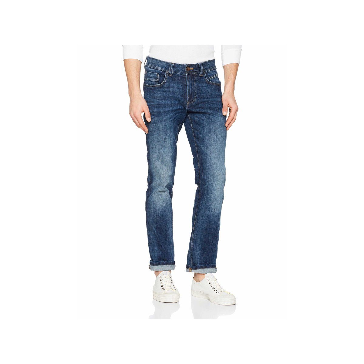 straight blau (1-tlg) Straight-Jeans active fit camel