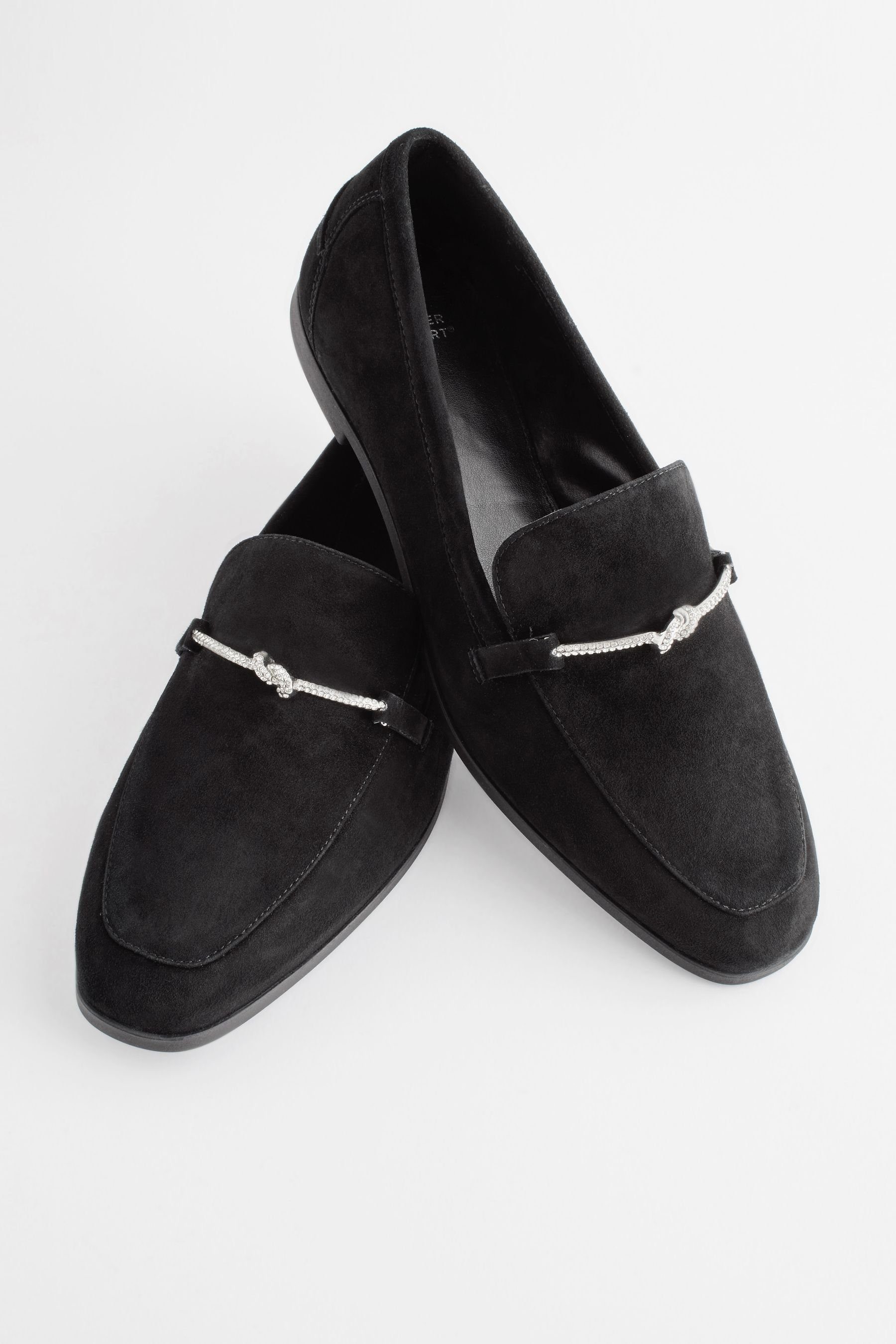 Lederslipper Next Black/Silver (1-tlg) Knotendetails Loafer Comfort® mit Forever