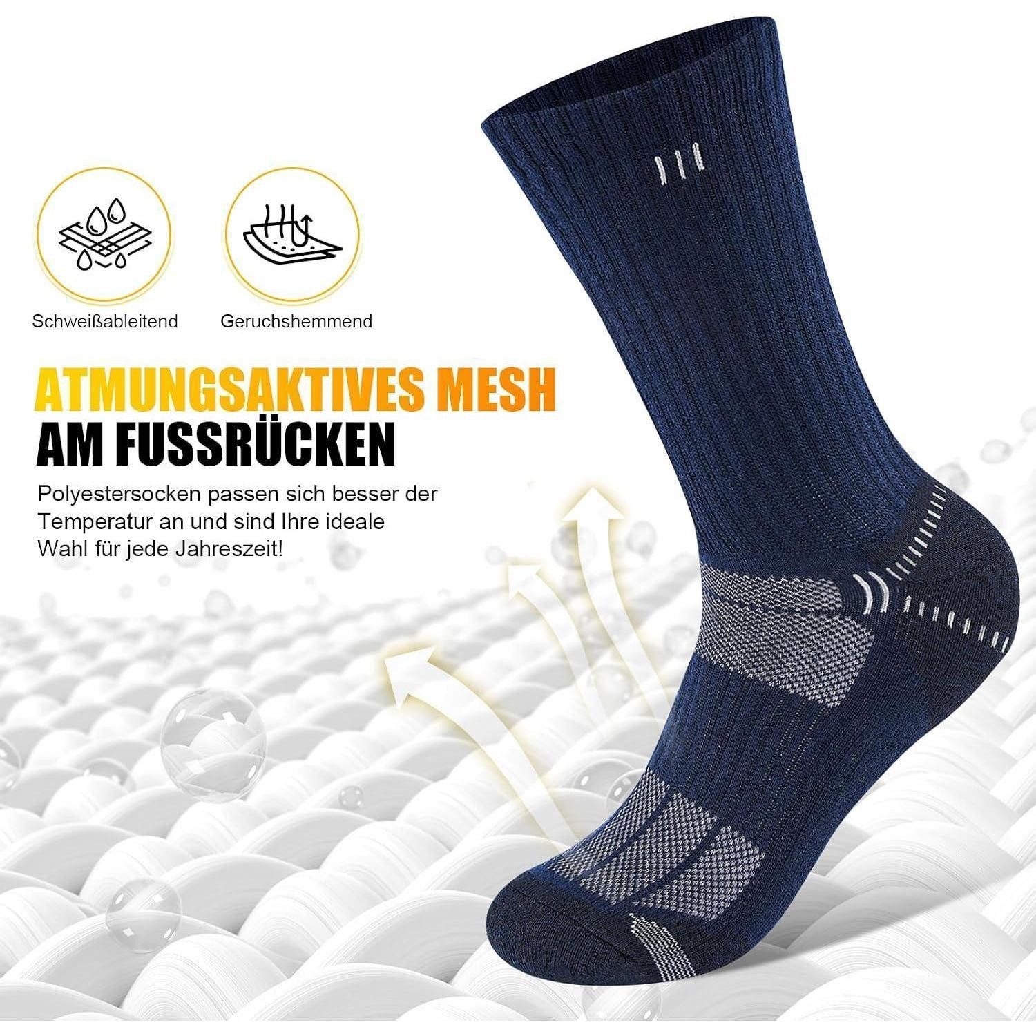 LuxusKollektion Sportsocken Herren Wandersocken atmungsaktiv gepolstert 5 Paar