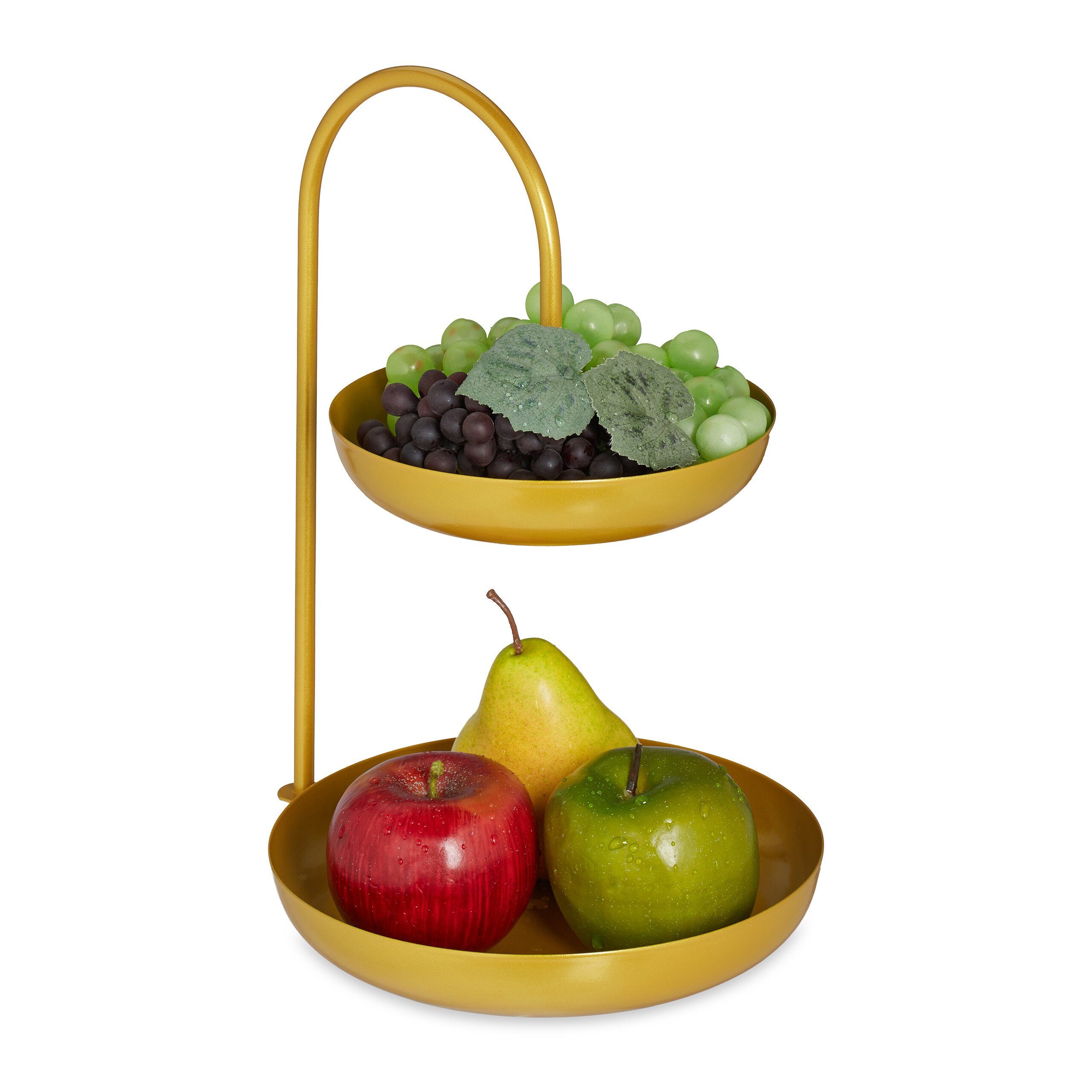 relaxdays Obstschale 2 stöckige Obst Etagere, Eisen