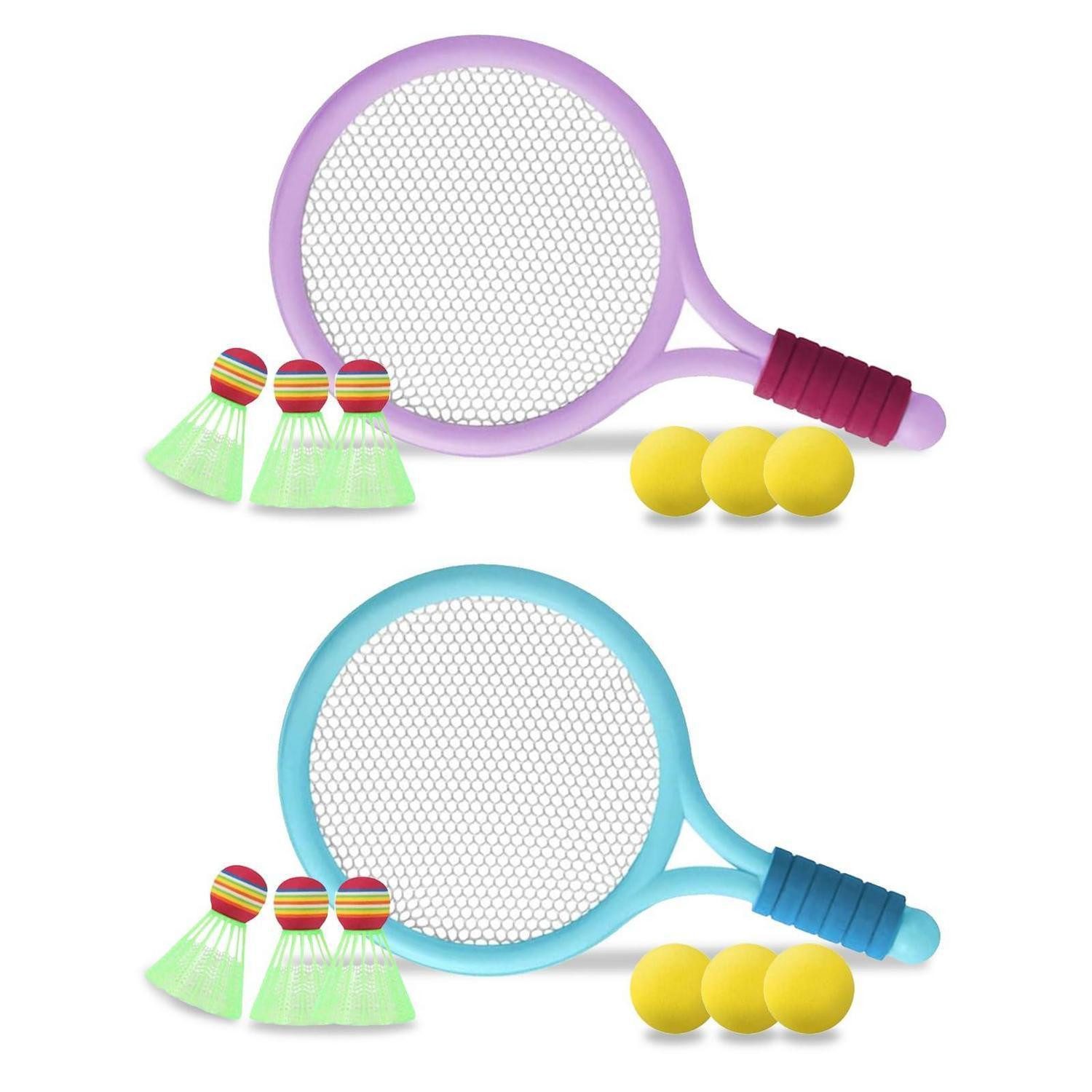 LuxusKollektion Badmintonschläger Kinder Federball-/Tennisschläger-Set Lila/Blau