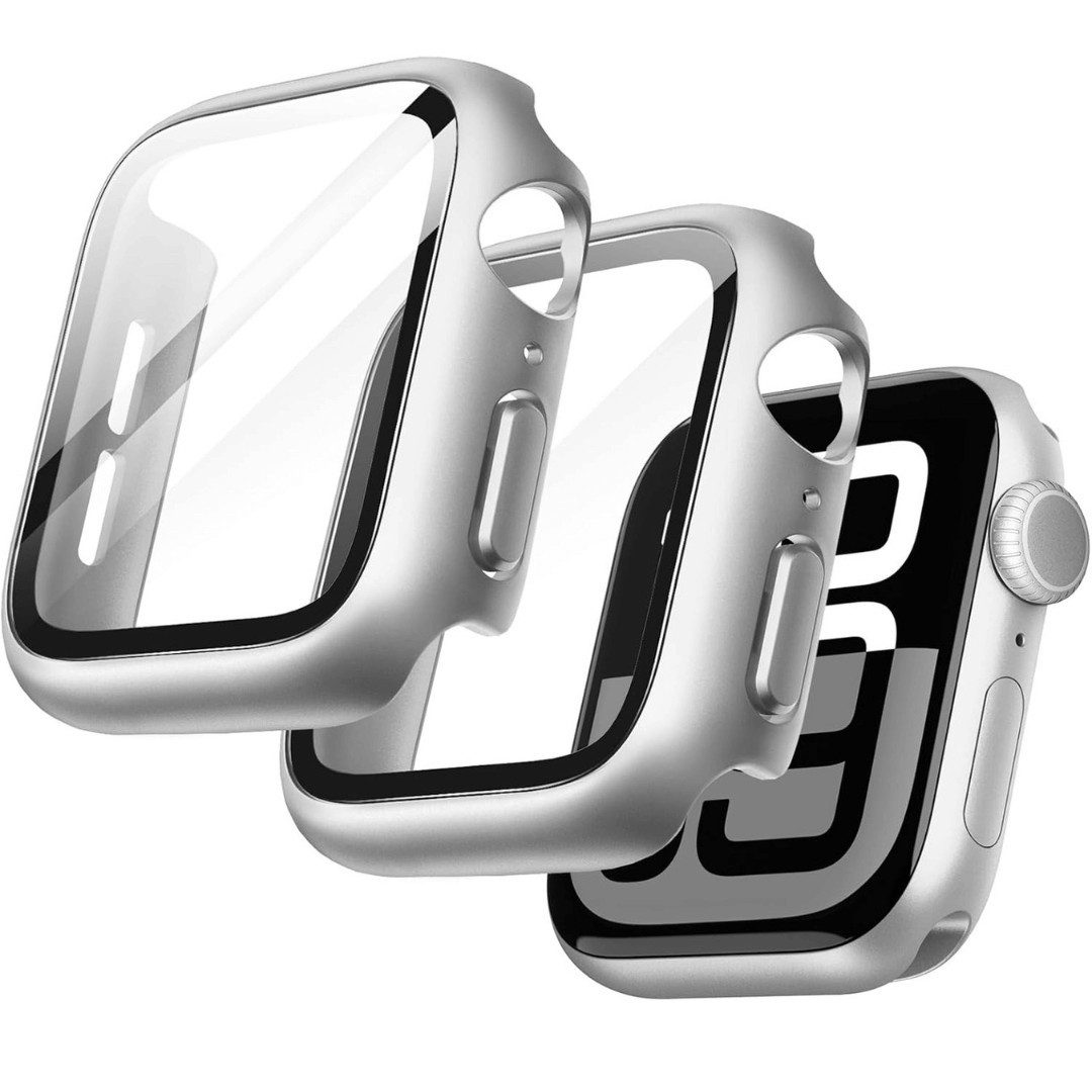 SmartUP Smartwatch-Hülle 2X Hülle für Apple Watch 11 42mm 46mm Case Cover Schutzglas Display 9H Für Apple Watch Serie 11, kompletter Rundumschutz