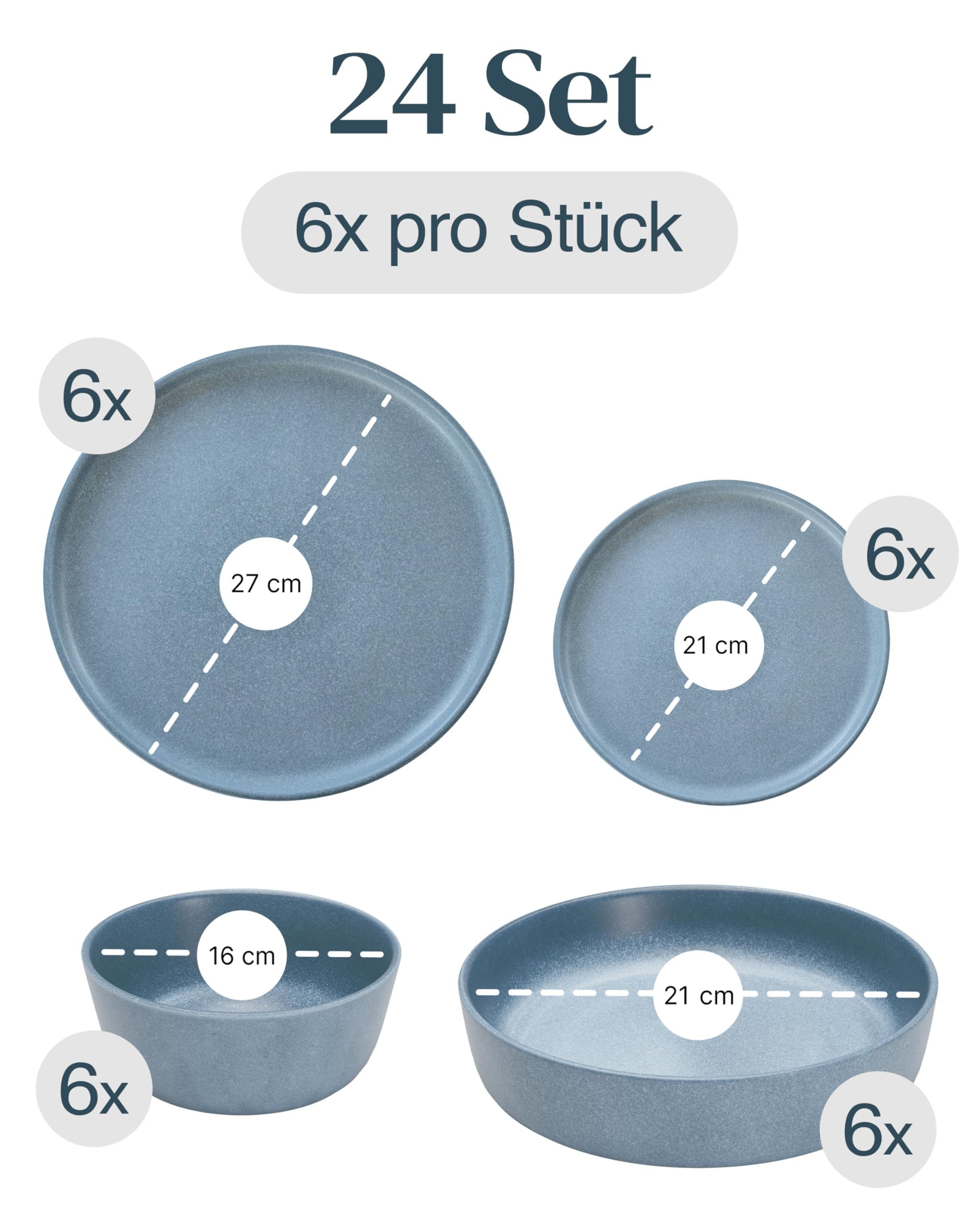 PURE LIVING INTERIOR DESIGN Geschirr-Set 6 Pers. 24-tlg - Hochwertiges Steingut Geschirrset - Tafelservice (24-tlg), 6 Personen, Steingut, Geschirr Set - Schüssel- und Teller Set