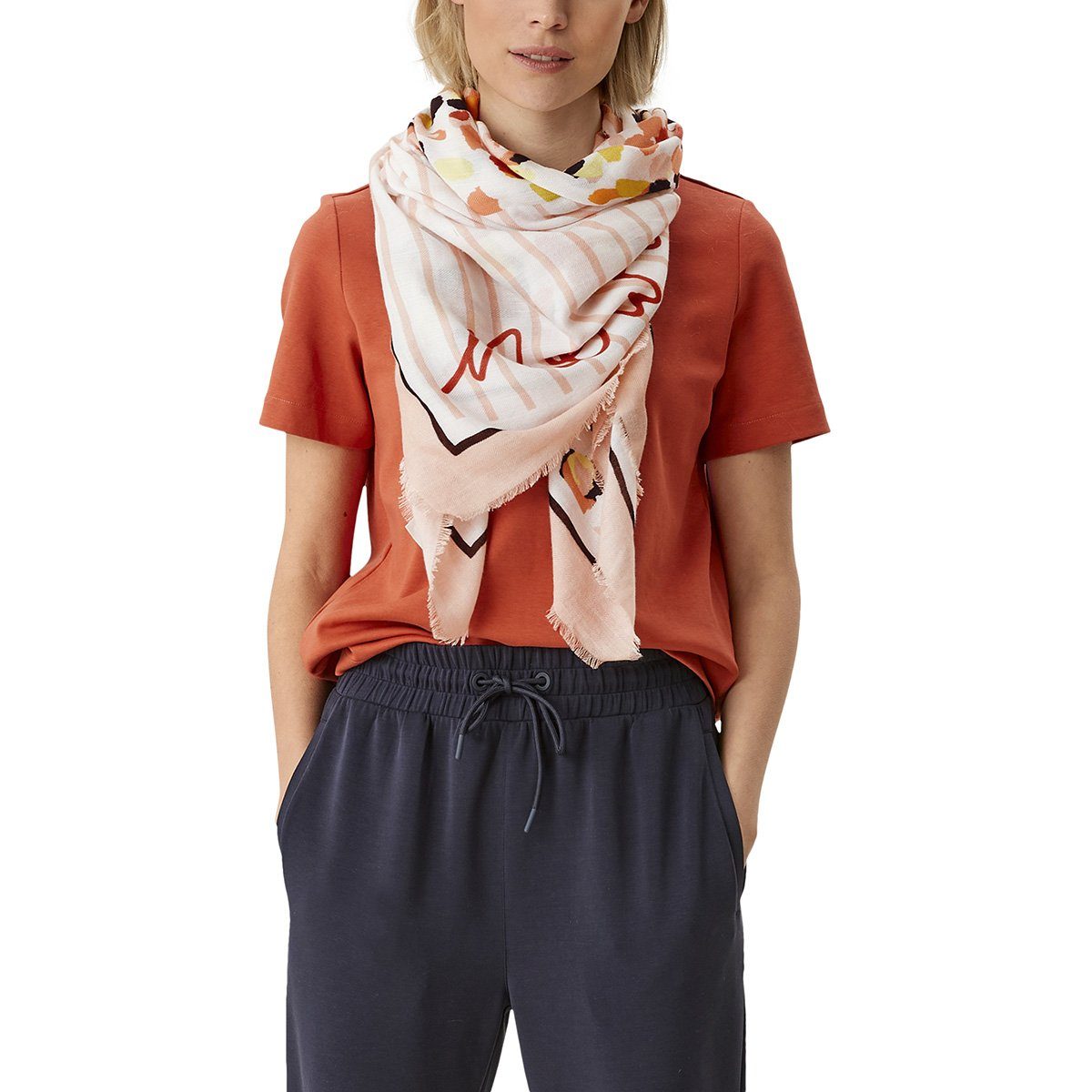 s.Oliver Schal Damen Tuch mit Allovermuster Schal Scarf Halstuch 2112193 günstig online kaufen