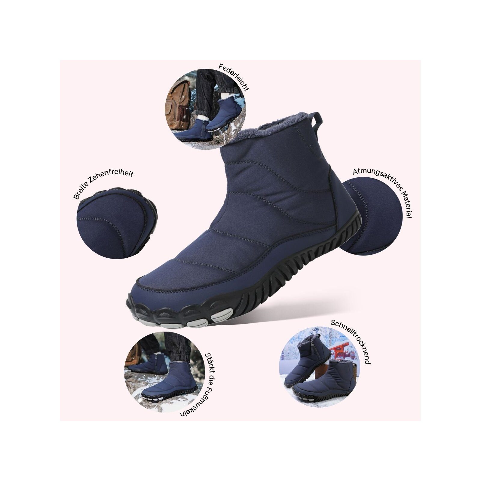 DOTALES Warmstep Barfußschuhe Winterstiefel Damen & Herren – Exklusiv & Barfußschuh Minimalschuhe