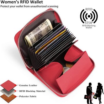 SENDEFN Geldbörse (Kleine Vintage-Geldbörse für Damen, Damen-Geldbörse mit RFID-Schutz), mit Langlebiges Leder, großzügige Kapazität, kompakte Größe