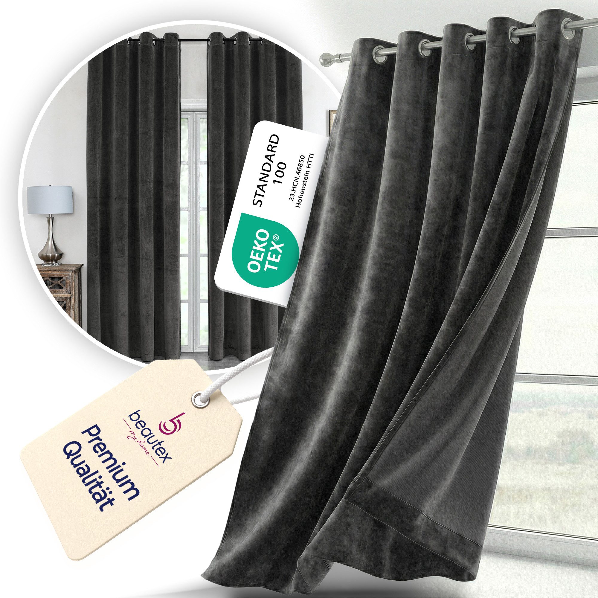 Beautex Verdunkelungsvorhang Samt Vorhang Ösen Gardine Velvet blickdicht ab günstig online kaufen