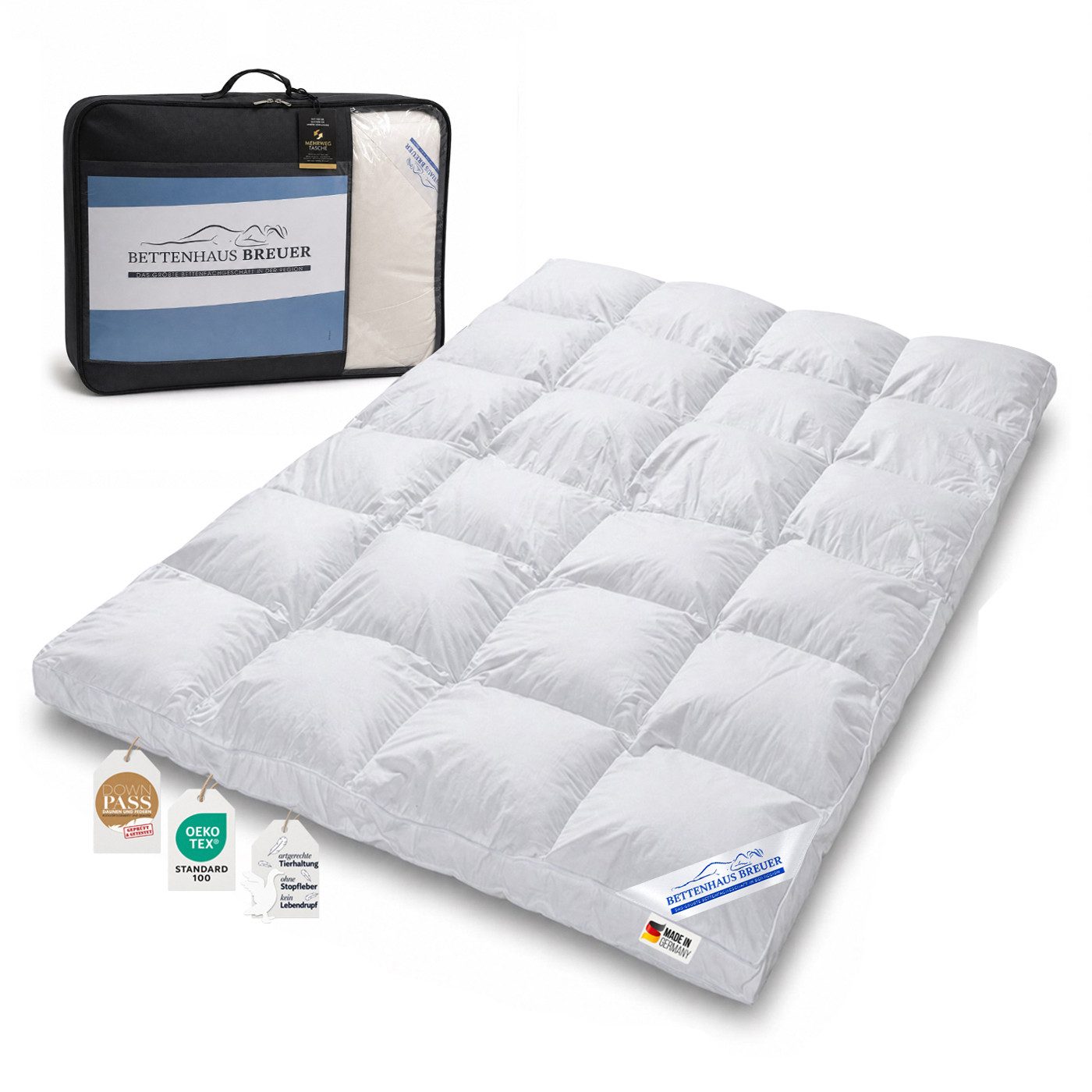 SPESSARTTRAUM Daunenbettdecke Polarwarm Hochsteg Daunendecke 100% neue Daunen Klasse1 1040g 135x200, Füllung: 100% neue weiße Daunen Klasse1, Bezug: 100% Baumwolle, Allergikergeeignet