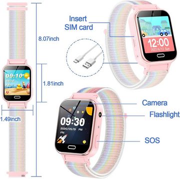 SEVGTAR Kinder - Uhr Telefon für Mädchen Jungen Smartwatch (1.62 Zoll), mit Anruf, SOS, 22 Spiele, Musik, Kamera Wecker Taschenlampe Kinderuhr