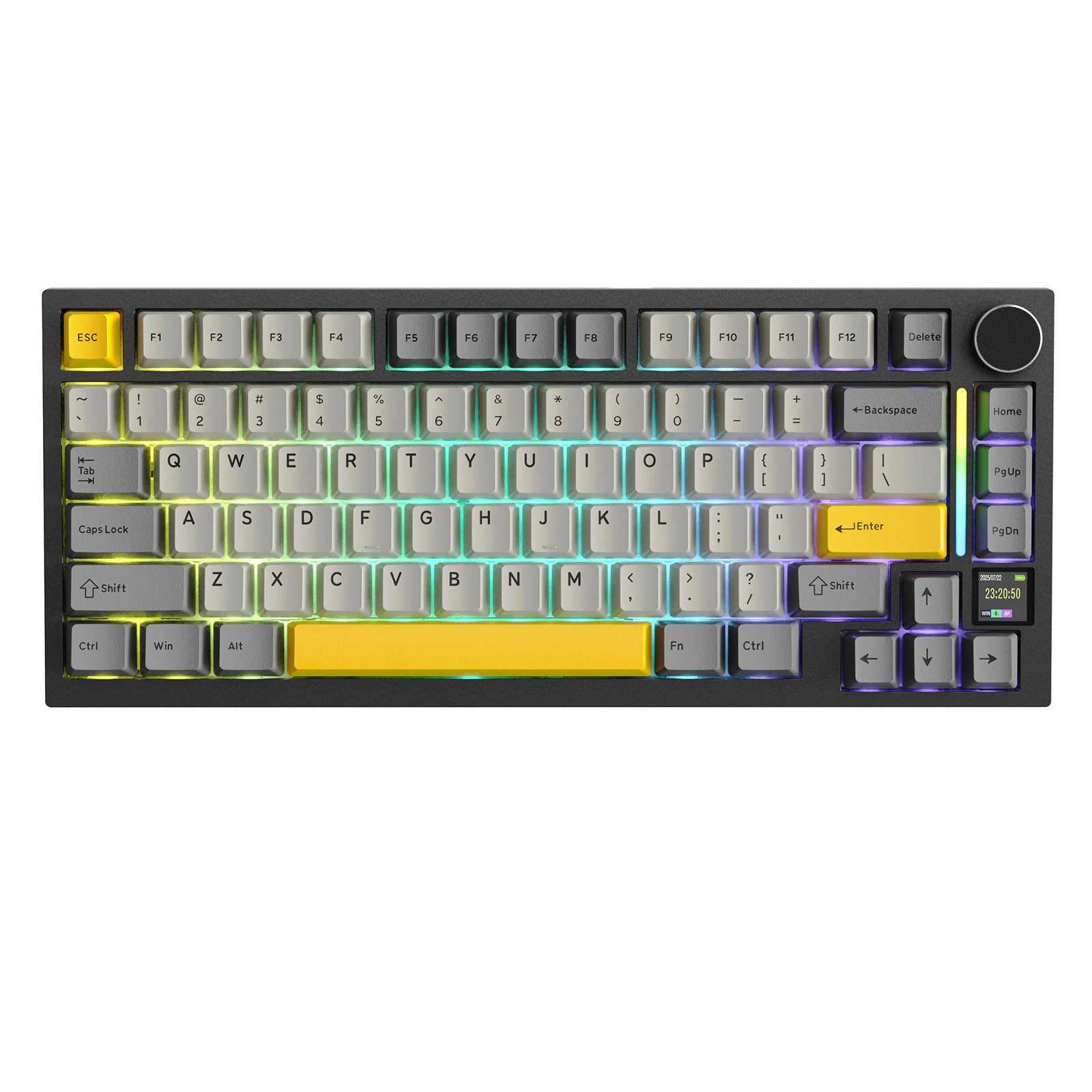 ATTACK SHARK X820 Ultra Mechanische Tastatur mit,75% ANSI-Layout, 2,4 GHz/BT/Wired Gaming-Tastatur (Gasket,TFT-Bildschirm und Knopf,5 Sound-Absorbing Foams,Hot-Swap)