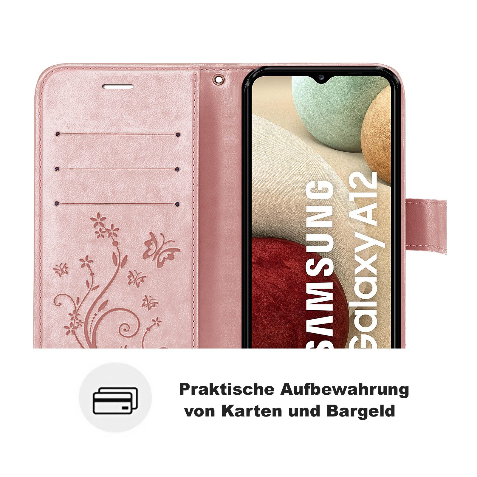 betterfon Handyhülle Handytasche für Samsung Galaxy A12 Buchhülle, Wallet Case mit Kartenfächern Magnetverschluss und weicher Innenhülle – Bild 4 von 5