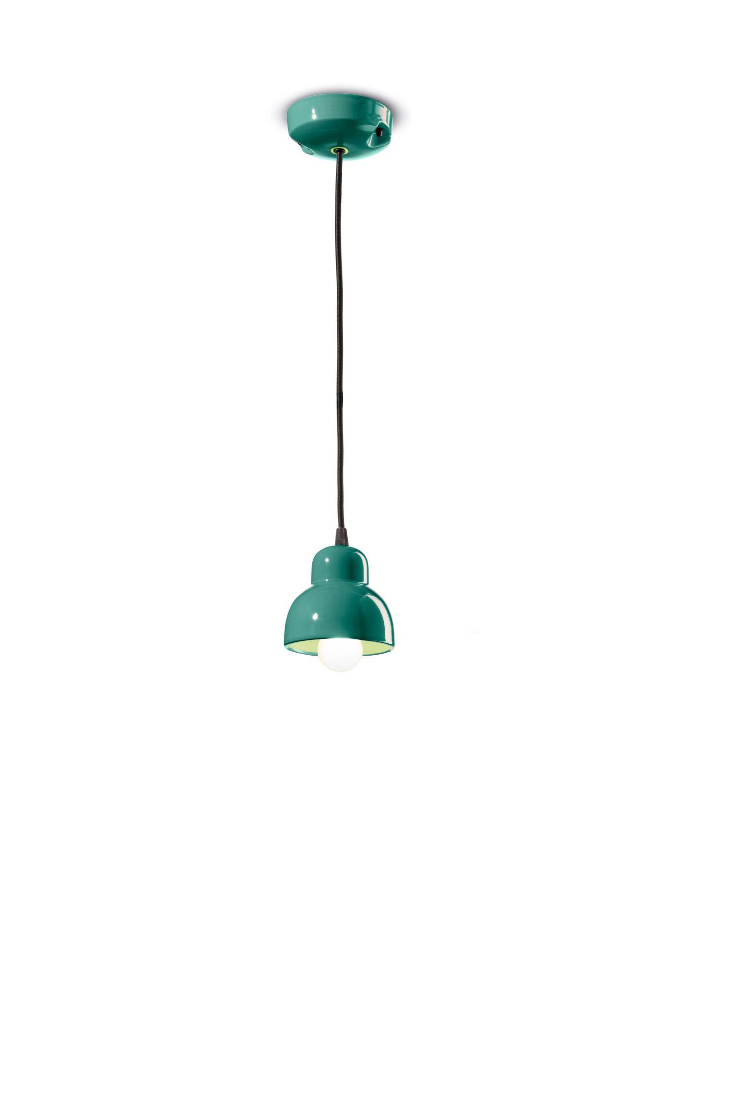 Licht-Erlebnisse Pendelleuchte GIACOMO, ohne Leuchtmittel, Keramik H: max. 132 cm Ø 11 cm rund Türkis E14 Retro Handarbeit