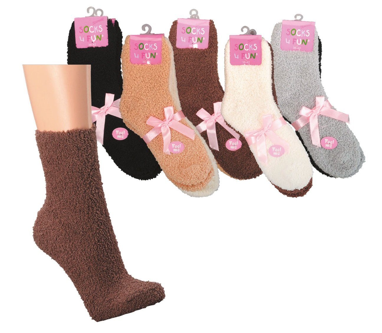 Socks 4 Fun Kuschelsocken Wollsocken Kuschelsocken Unisex mit dekorativer Geschenkschleife (2 Paar) Diskret