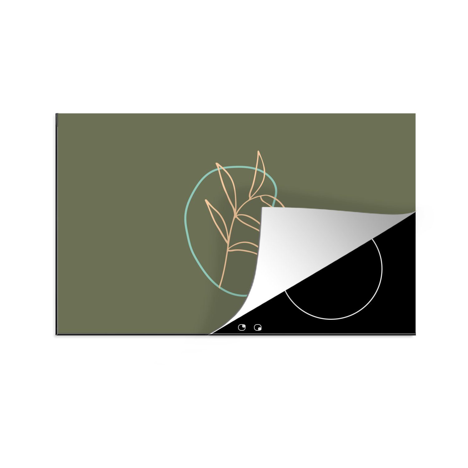 cm, - küche, Vinyl, Schutz MuchoWow Ceranfeldabdeckung Induktionskochfeld tlg), für Blätter 81x52 die Herdblende-/Abdeckplatte (1 Natur,