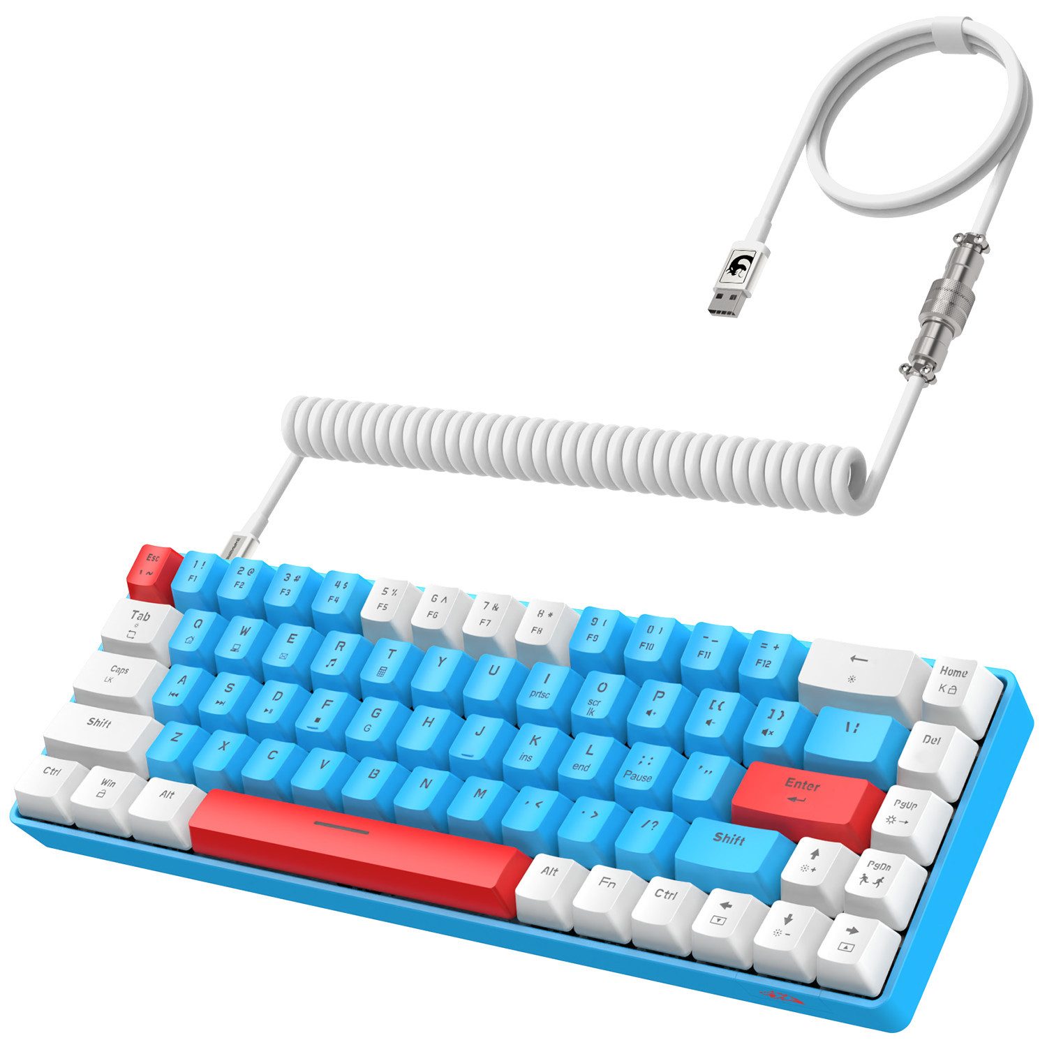 ZIYOU LANG T8 60% Mechanische Gaming-Tastatur,68 Tasten TKL mit Kompaktem Layout, Gaming-Tastatur (Kompaktem Layout,18 RGB,Anti-Ghosting,USB-C Spiralkabel,für PC,Mac)