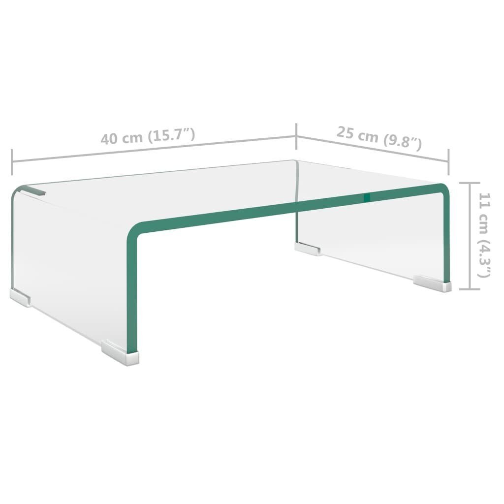 furnicato TV-Schrank TV-Tisch/Bildschirmerhöhung Glas 40x25x11 cm Transparent