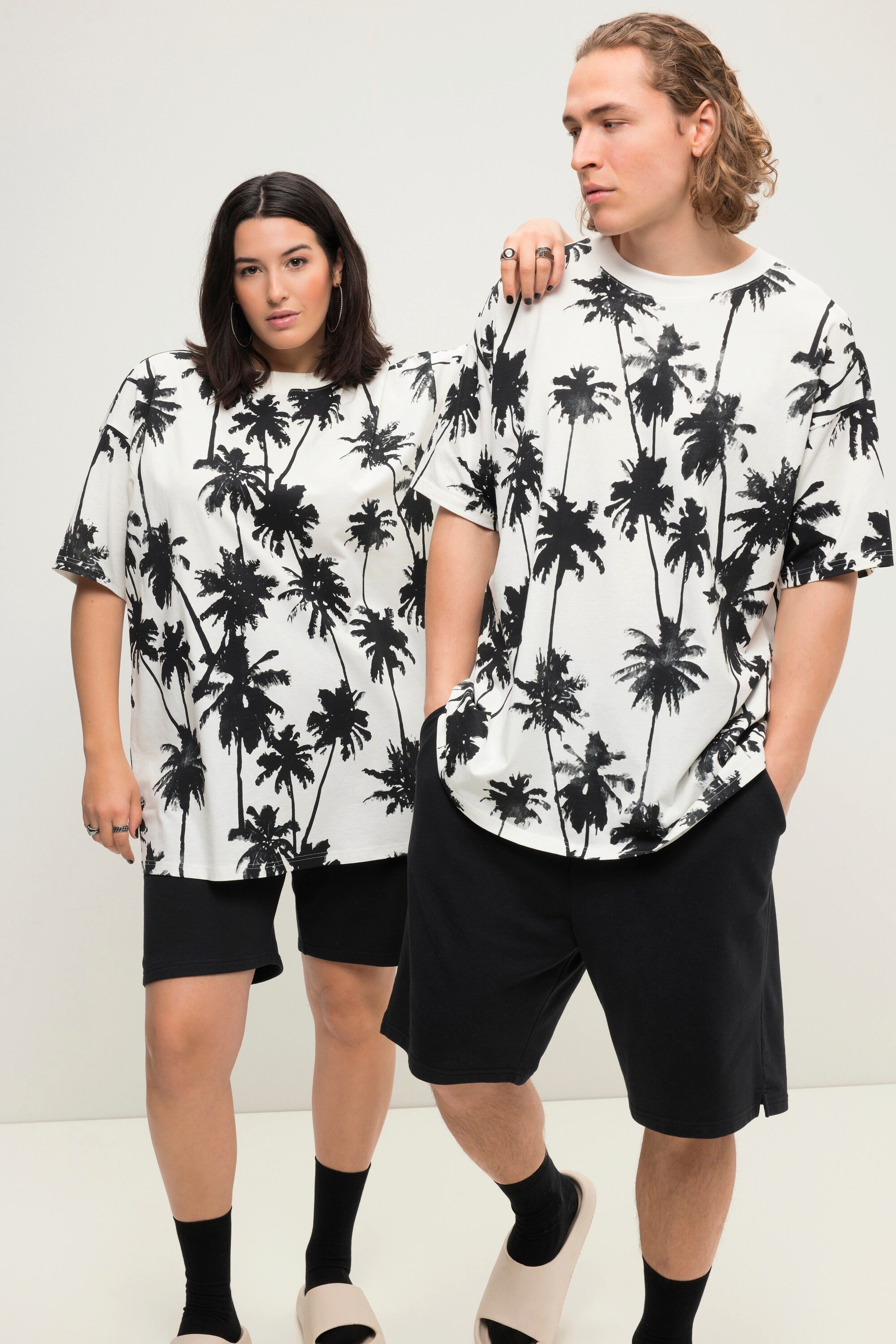 Studio Untold T-Shirt Oversize-Shirt Palmenprint Rundhals günstig online kaufen