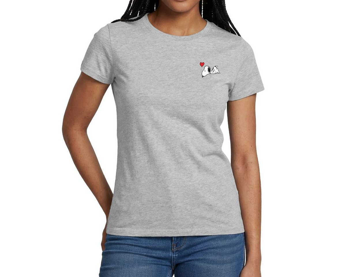 Spreadshirt T-Shirt Peanuts Snoopy Herz Brustmotiv Frauen T-Shirt (1-tlg) Slim Fit, fällt klein aus