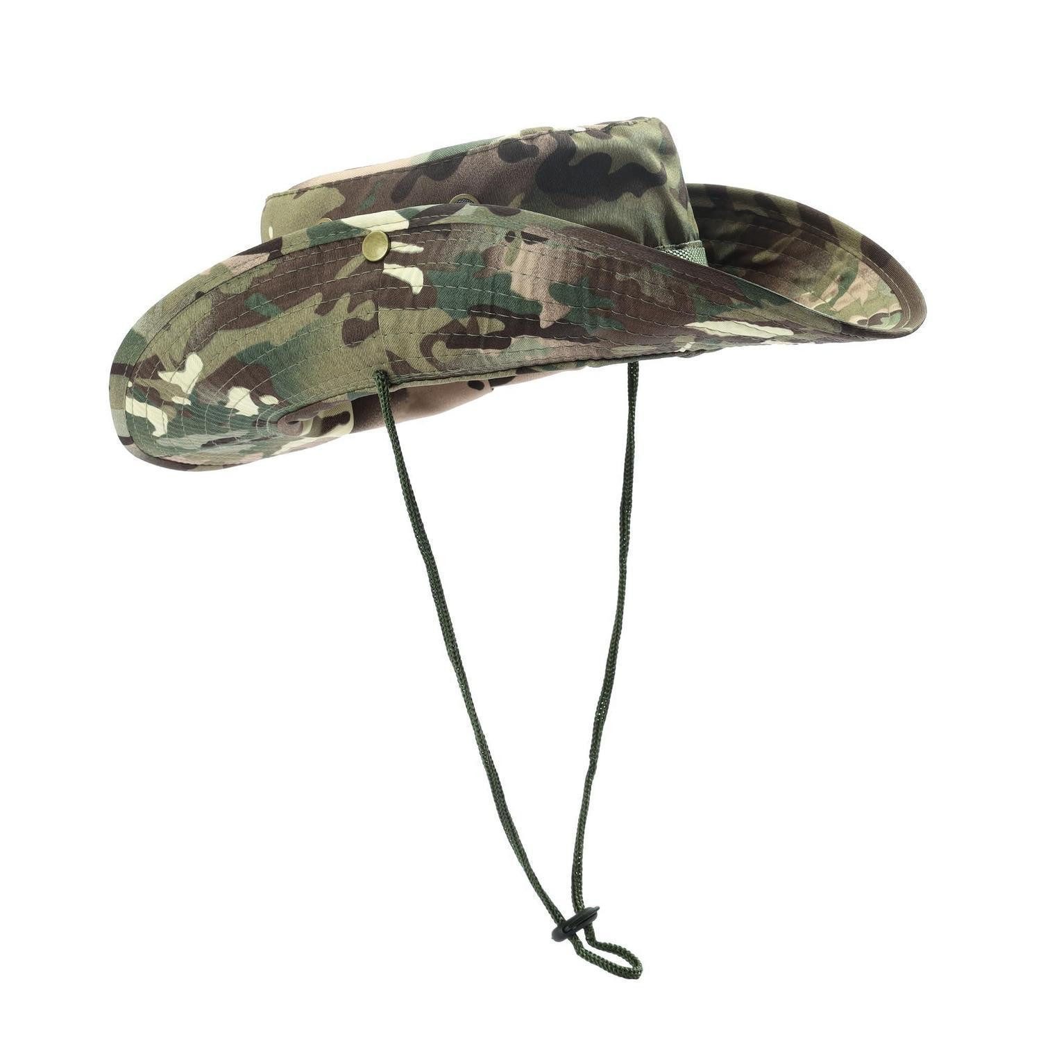 LuxusKollektion Fischerhut Buschhut Unisex Fischerhut Sonnenhut Kinnband Camouflage A4.Camouflage