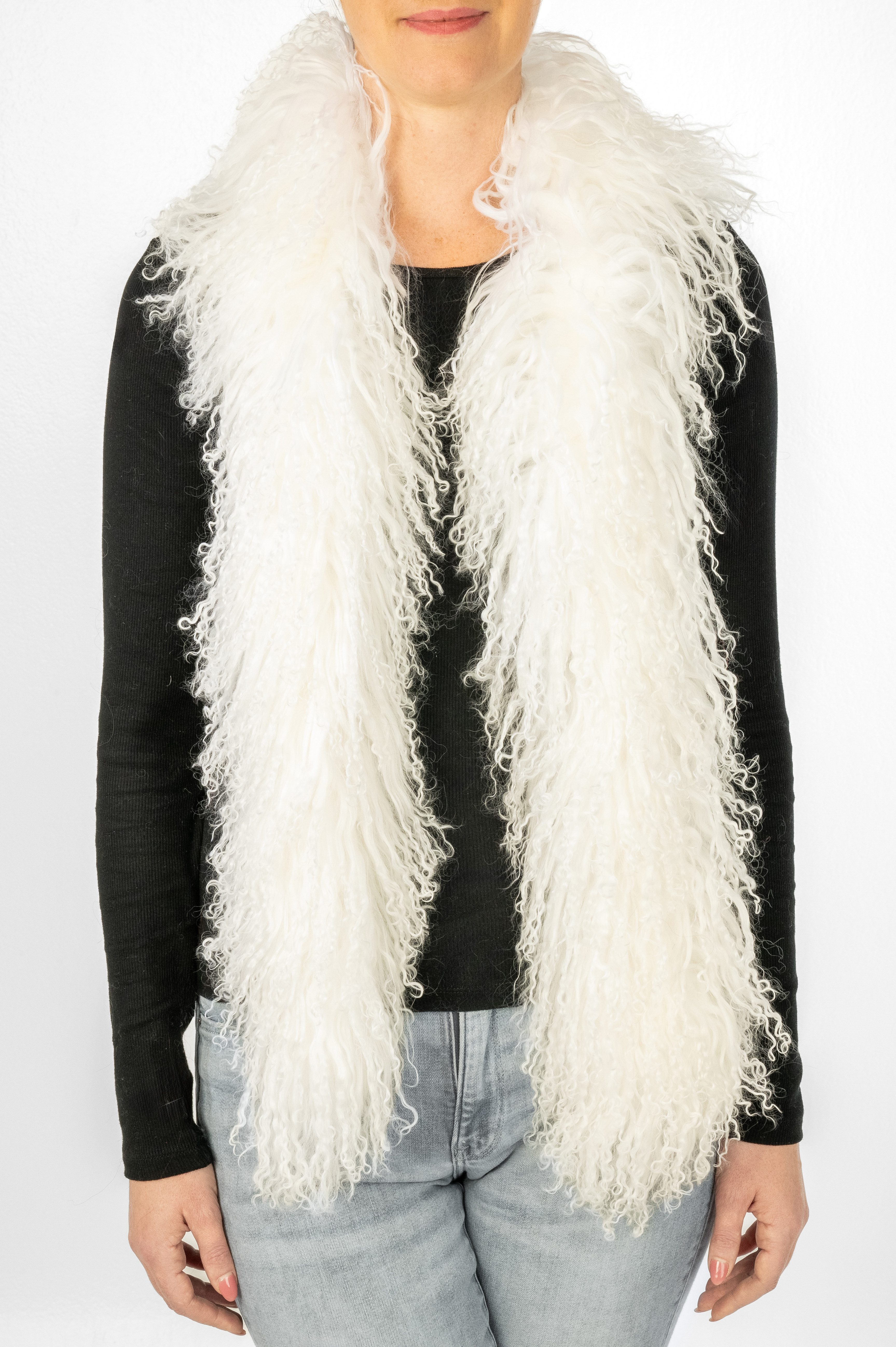 LIRA Deko Wollschal 100 % Lammfell Damen BOA Tibetlamm Schal mongolischer Schal Pelzschal, Design BOA Damenschal, feingelockt, 100 % Tibetlamm, Длина 140 cm