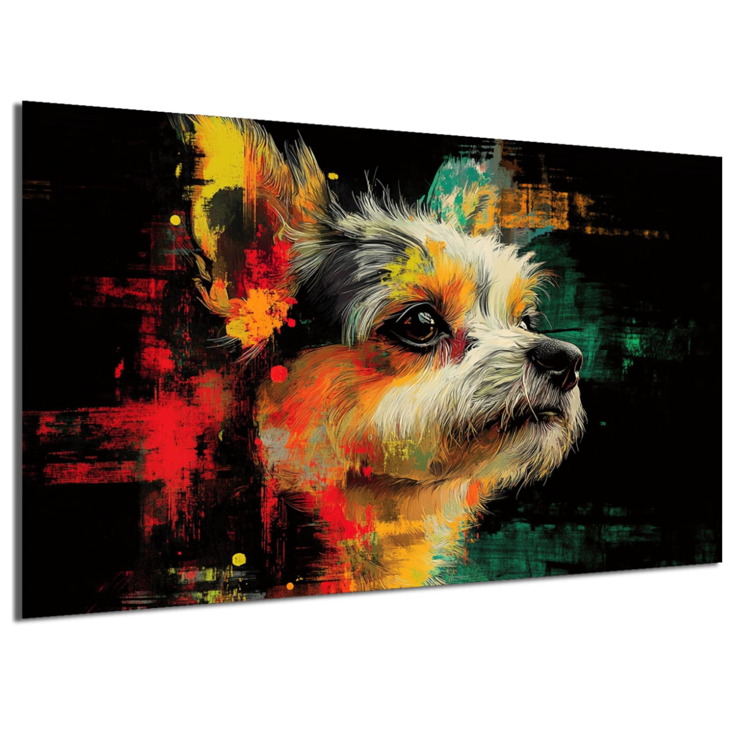 DARO Design Wandbild Hunde Pop Art Wandbilder Wand Deko Bilder Modern Leinwandbild, (Malteser - Bild klein Wohnzimmer Schlafzimmer Büro Flur Esszimmer Einteilig Querformat Fotodruck Pop-Art Hunde), 20x30 cm