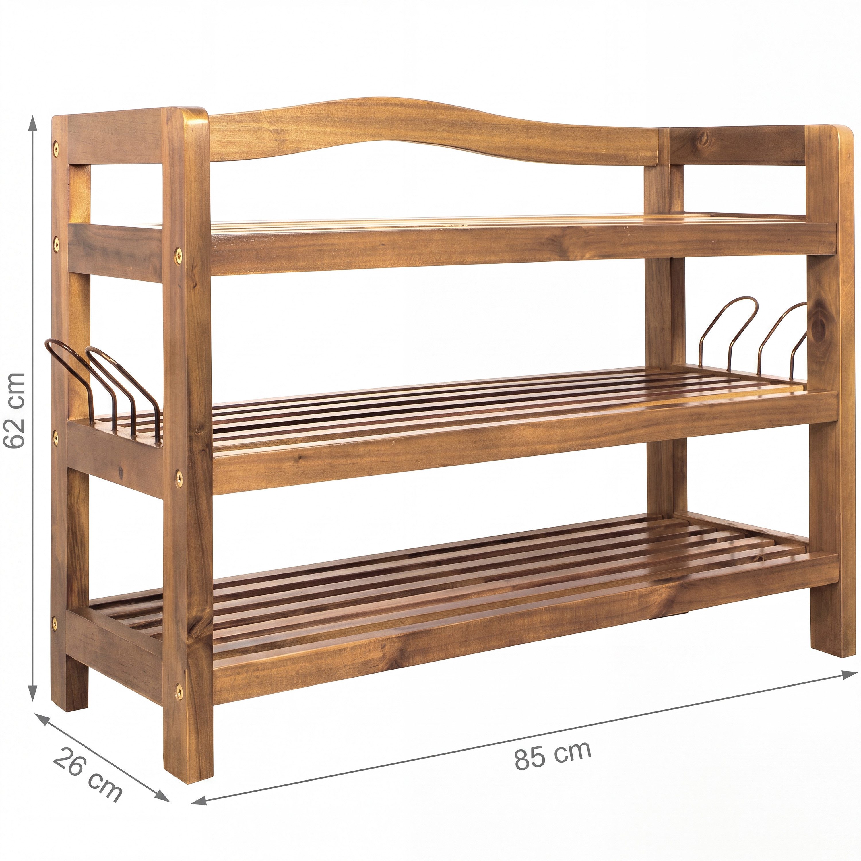 Casaria Schuhregal, mit 3 Ebenen 85x26x62cm FSC®-Zertifiziert Akazien Holz Bad Diele Flur