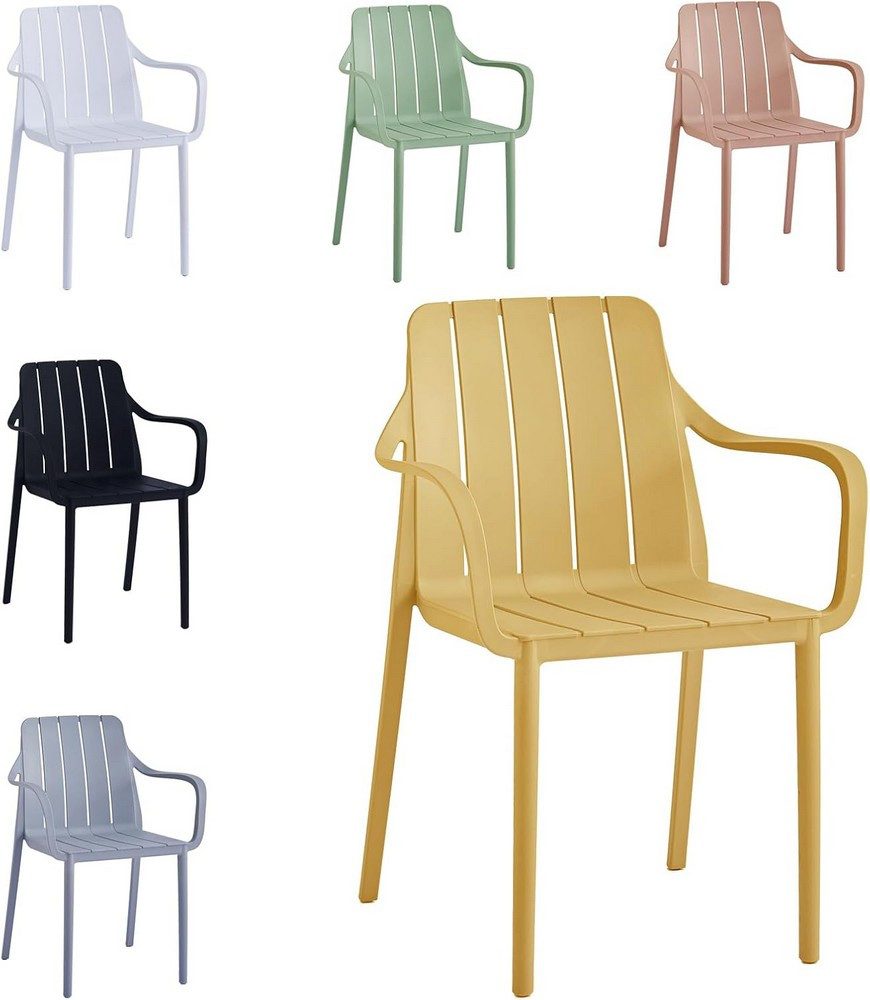 VORTIVO Gartenstuhl stapelbar – wetterfest, bis 200 kg, für Balkon, Terrasse & Esszimmer, bis zu 200 kg belastbar