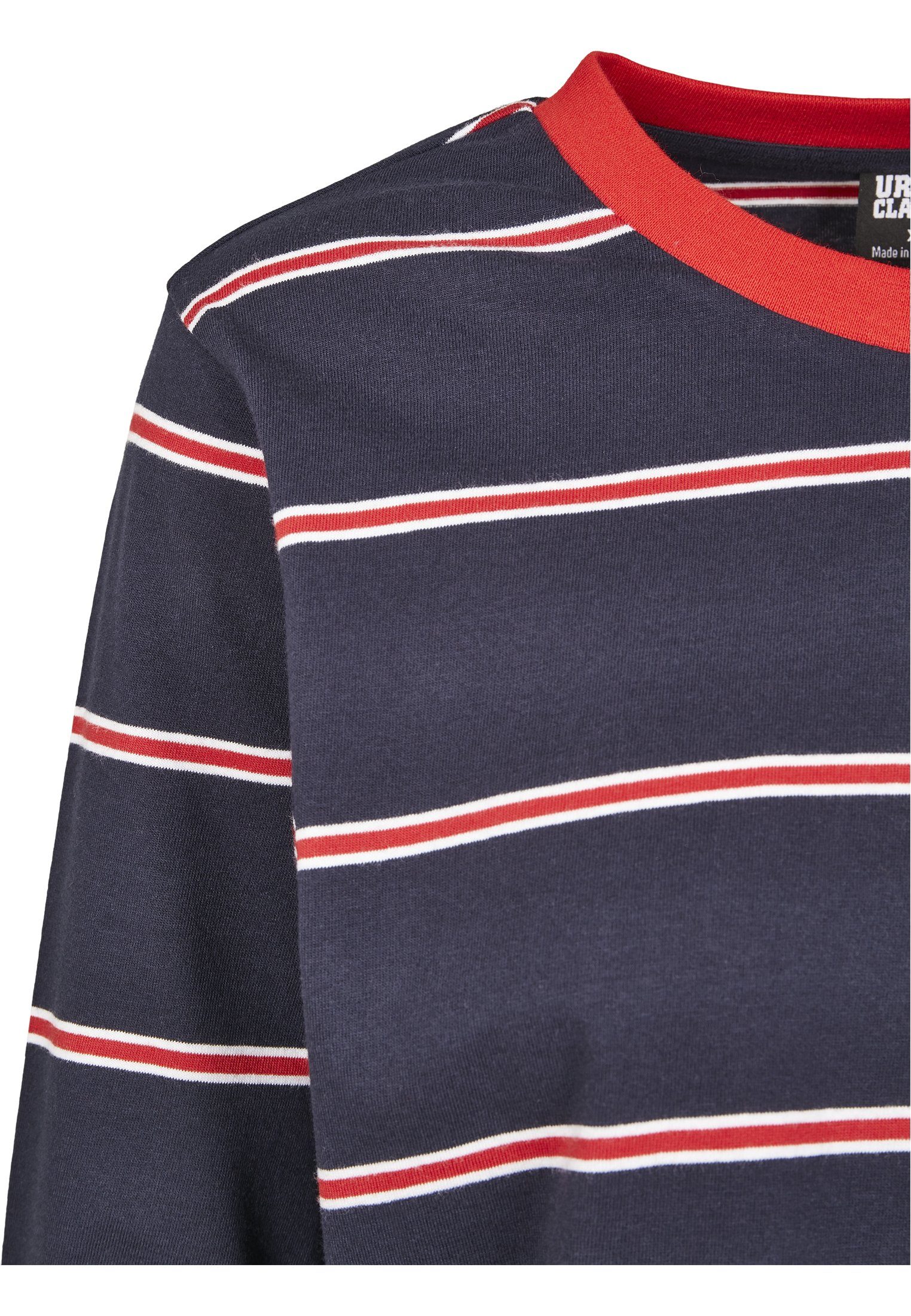 Damen Dyed Dyed Stripe (1-tlg) URBAN Langarmshirt CLASSICS midnightnavy/red Ladies LS Skate Yarn Short TB2990 Short Yarn