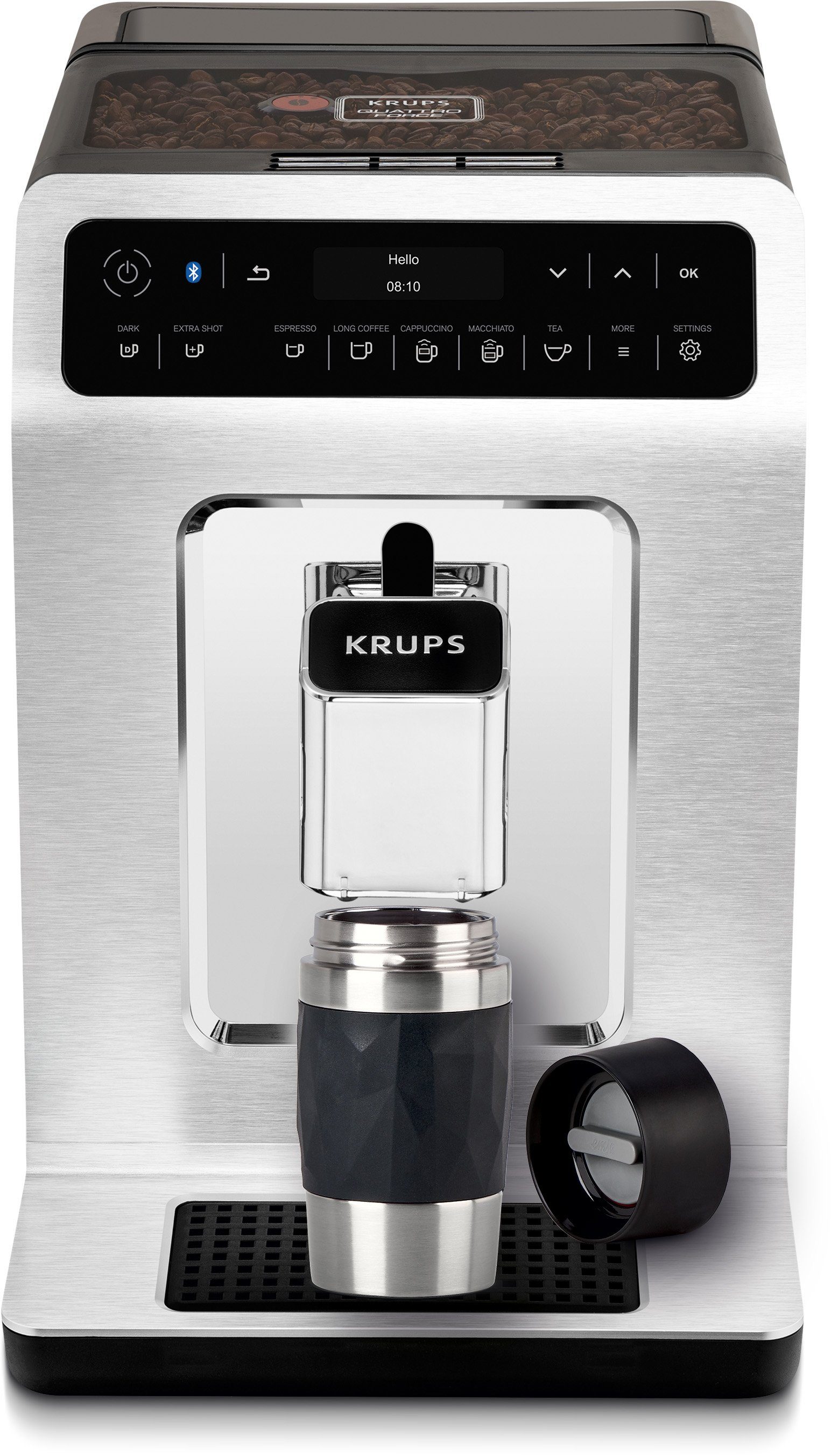 Emsa Thermobecher Travel Mug Compact, Edelstahl, Kunststoff, Silikon, 0,3L, Edelstahl, 3h warm/6h kalt, 360°Trinköffnung, spülmaschinenfest