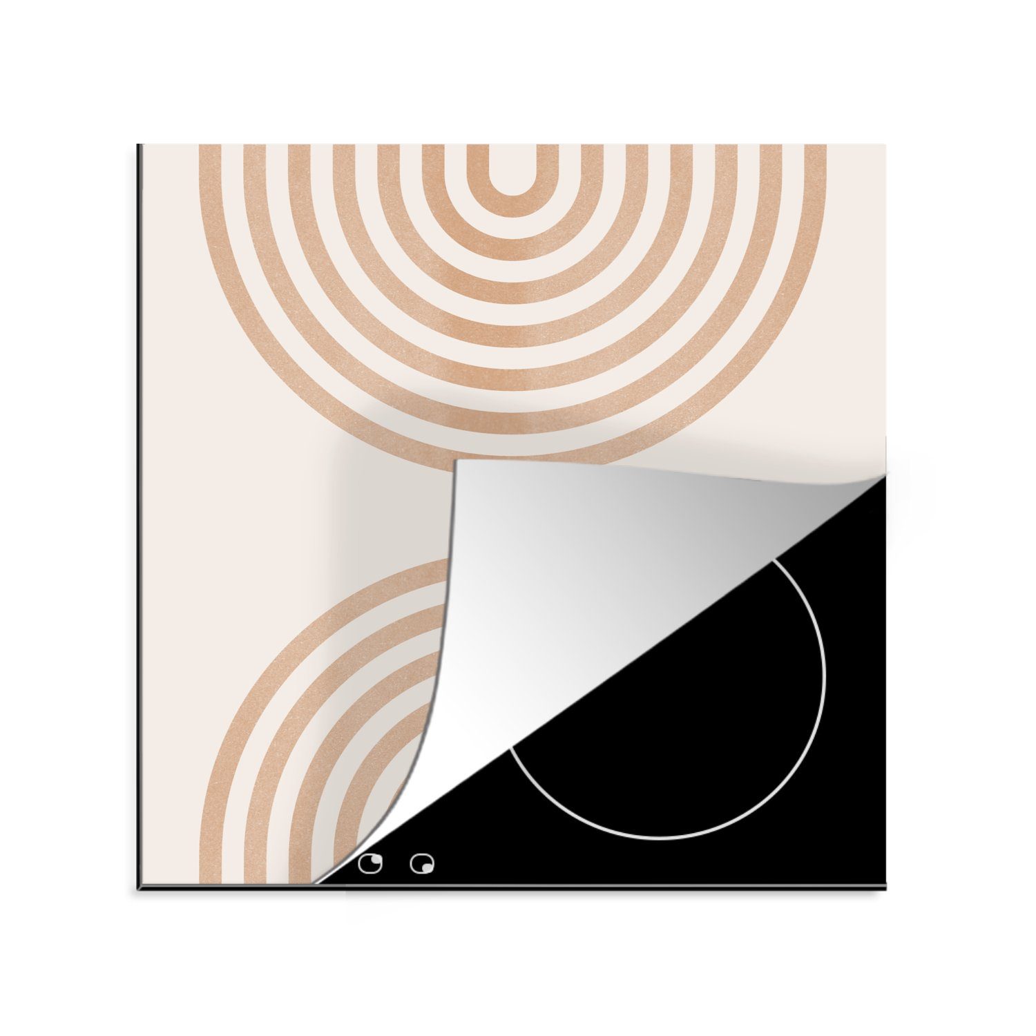 - Vinyl, Weiß, - (1 78x78 Kunst küche Regenbogen - Abstrakt Ceranfeldabdeckung, MuchoWow tlg), cm, Herdblende-/Abdeckplatte Arbeitsplatte für - Braun