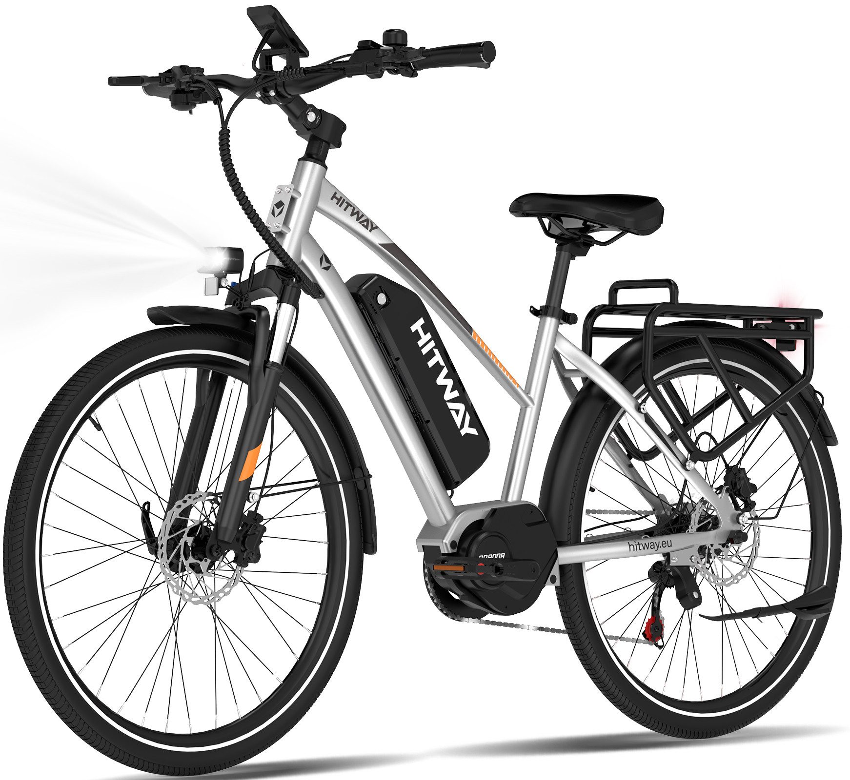 HITWAY E-Bike Trekkingrad Elektrofahrrad 27,5/28 Zoll Pedelec mit 36V13Ah bis zu 100km, 7 Gang shimano shimano Schaltwerk, Kettenschaltung, Mittelmotor, 468 Wh, Mittelmotor mit Drehmomentsensor, Hydraulikbremsen, Lockout-Federgabel