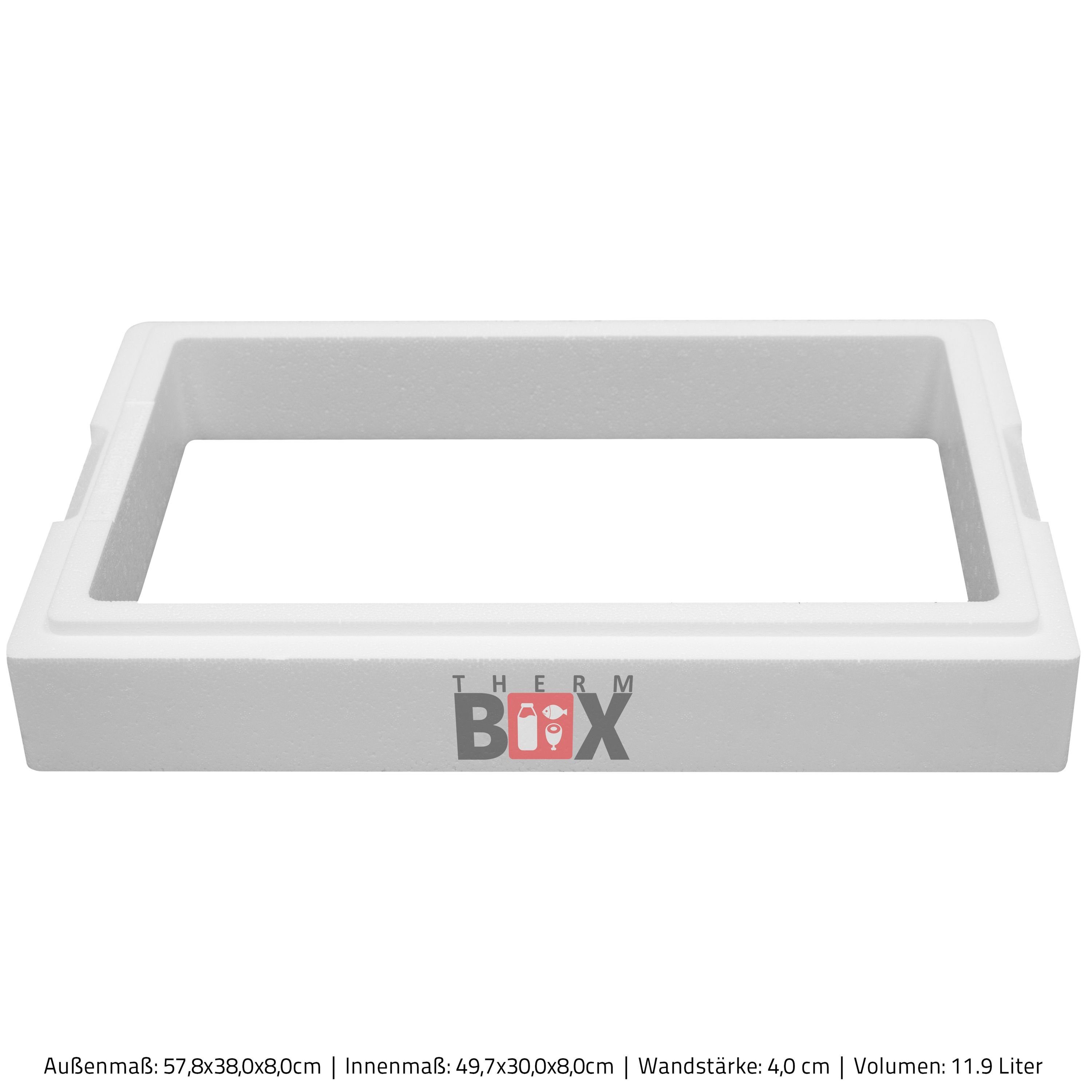 Erweiterbar Wand: Zusatzring Styropor-Verdichtet, Kühlbox Innenmaß:49x30x8cm, Thermobehälter 11,9L (1-tlg., Isolierbox Warmhaltebox Zusatzring), Wiederverwendbar Modular 11M THERM-BOX Thermbox 4cm 1