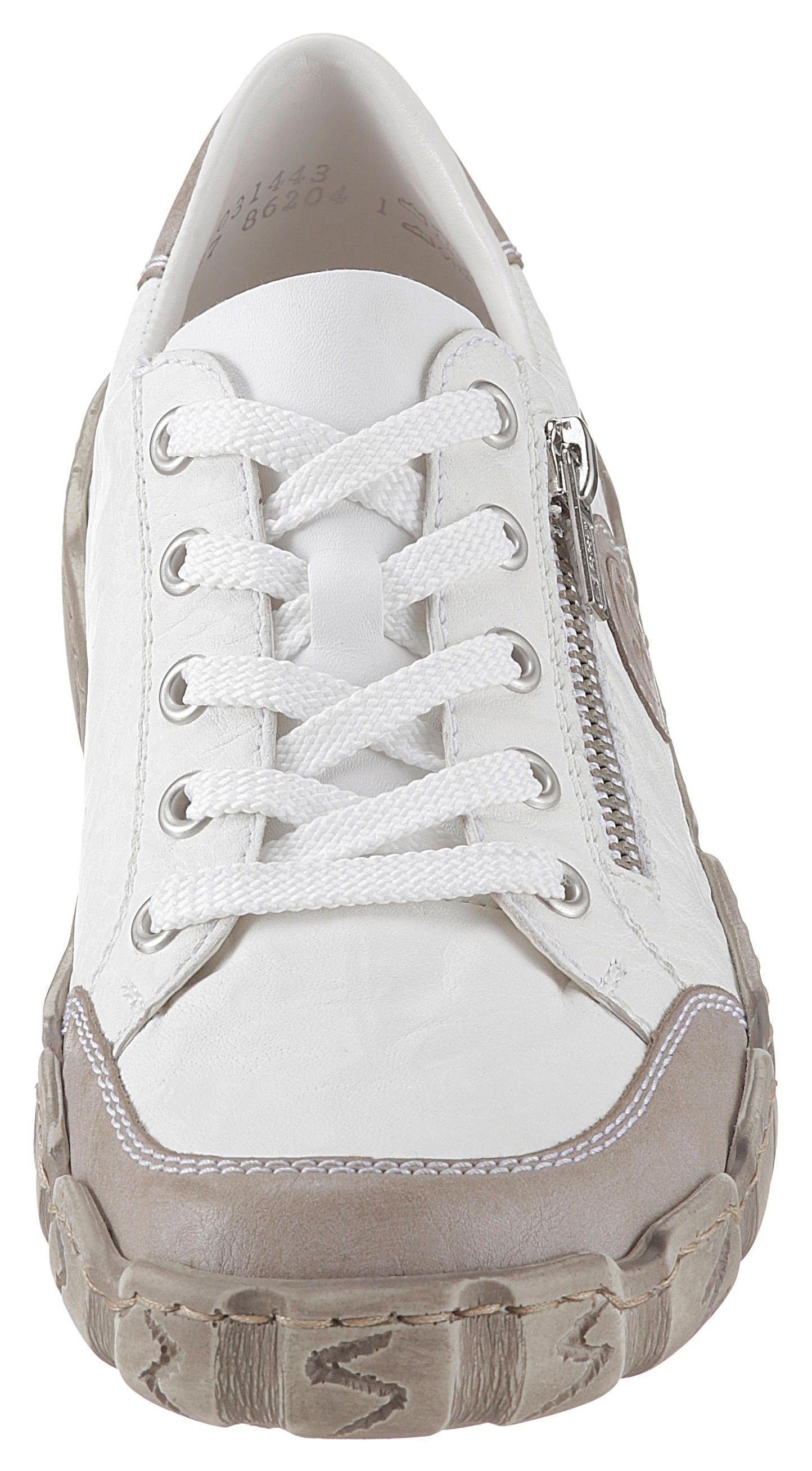 Rieker Zierreißverschluss mit Sneaker weiß-taupe