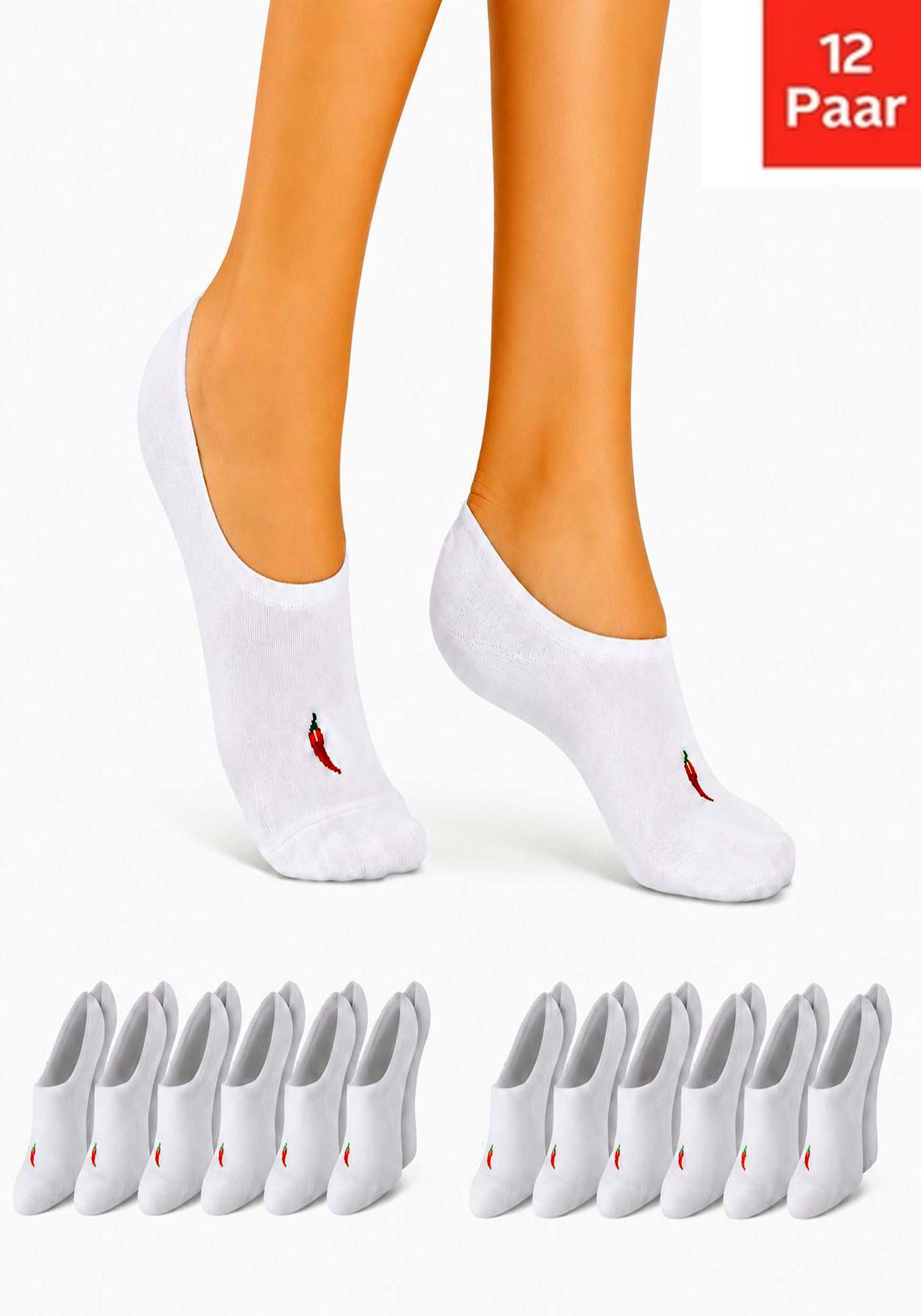 Chili Lifestyle Füßlinge mit Silicon Pad aus Nachhaltige recycelte Baumwolle für Damen Herren (Multipack, 12-Paar, 2 Farbe Sneaker Socken - Top-Preis auf OTTO: nur 1,14 € pro Paar) Anti Slip Invisible Socks ohne Naht mit Silikonpad gegen Verrutschen