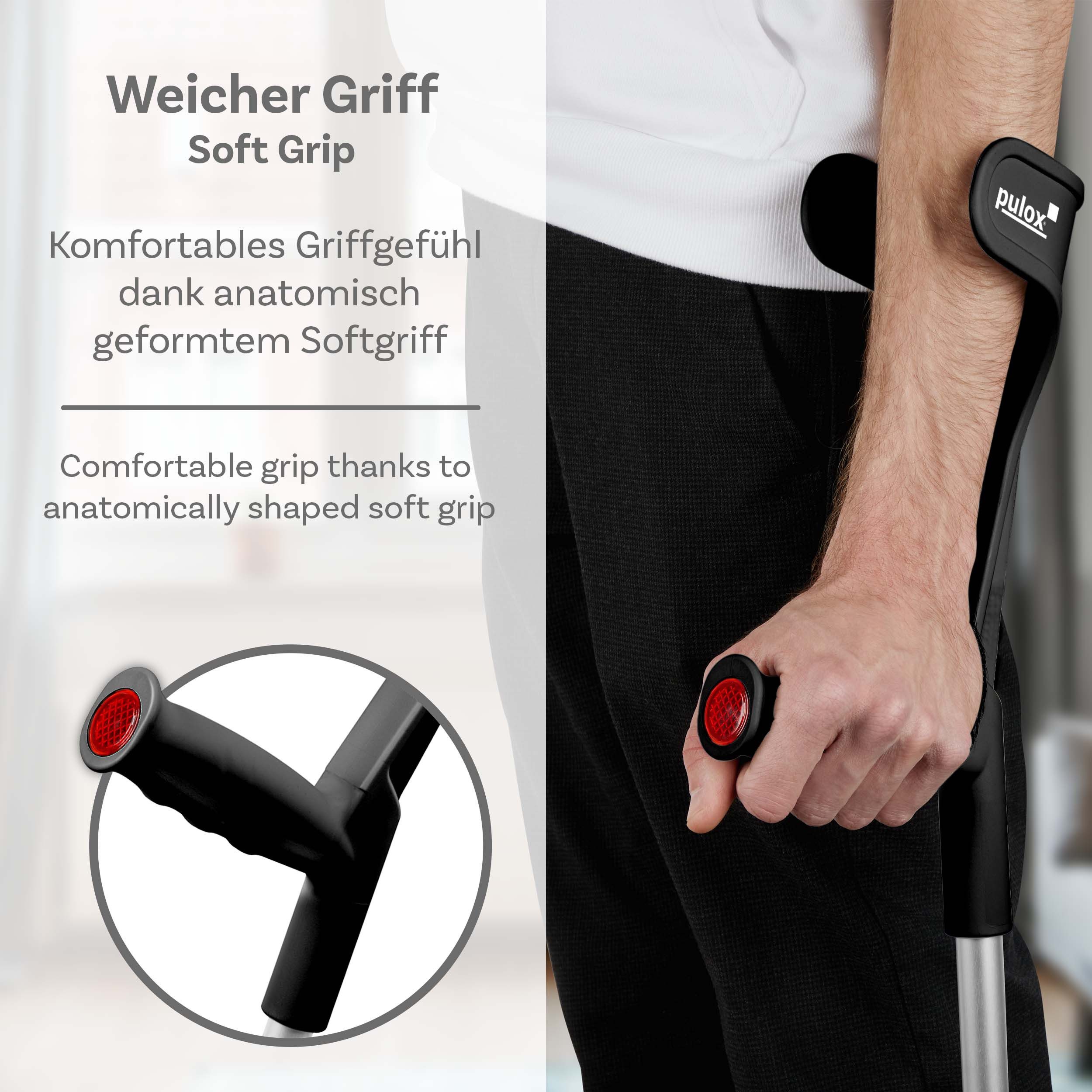 pulox Unterarmkrücke 1 Paar Krücken (2 Stk) Klassiker von Ossenberg - Schwarz, 2-tlg.