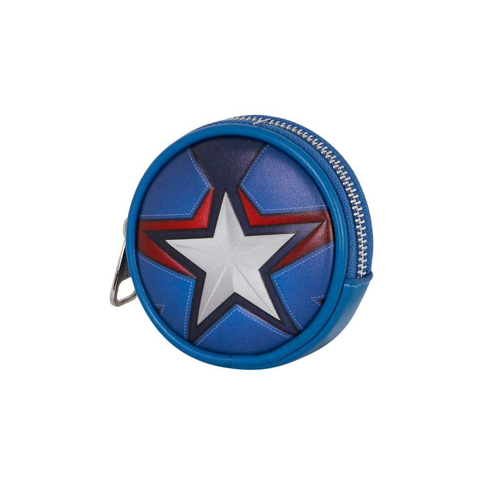 Karactermania Mini Geldbörse Captain America Cookie Portemonnaie kleiner Geldbeutel, runde Form, ein Fach, Reißverschluss, Innenfutter