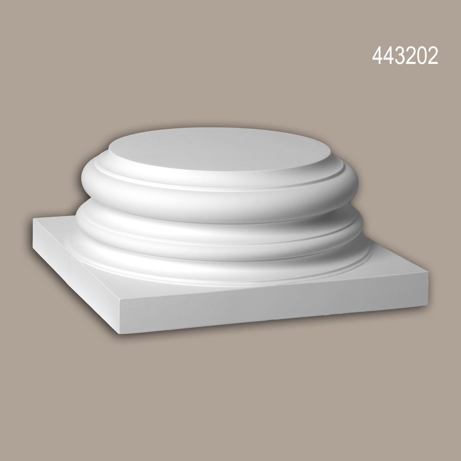 Profhome Wanddekoobjekt 443202 (Vollsäulen Sockel, 1 St., Fassadenstuck, Säule, Zierelement, Außenstuck), weiß, vorgrundiert, für Fassadendekoration, Stil: Ionisch