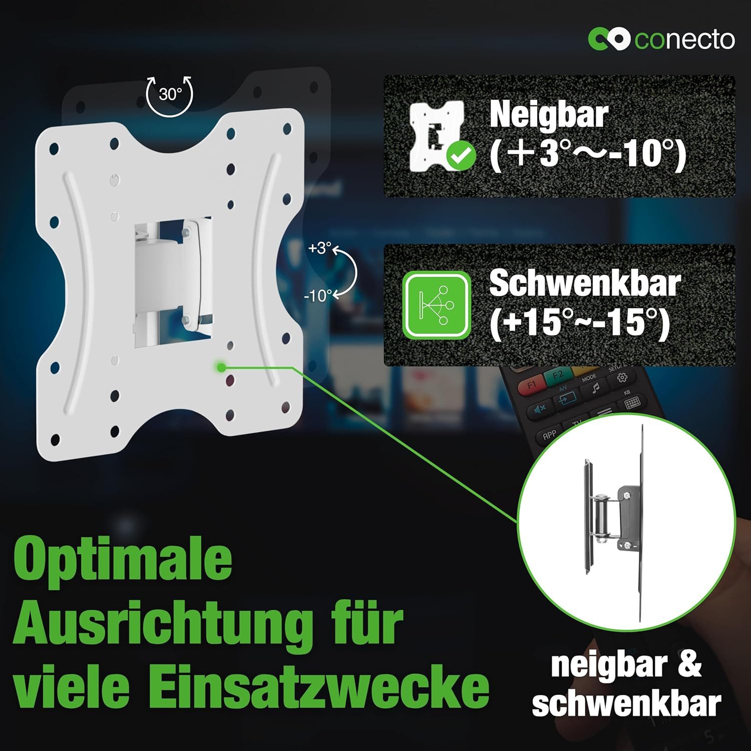 conecto TV-Wandhalterung TV Wandhalter für LCD LED Fernseher & Monitor, (bis 42 Zoll, schwenkbar, neigbar)