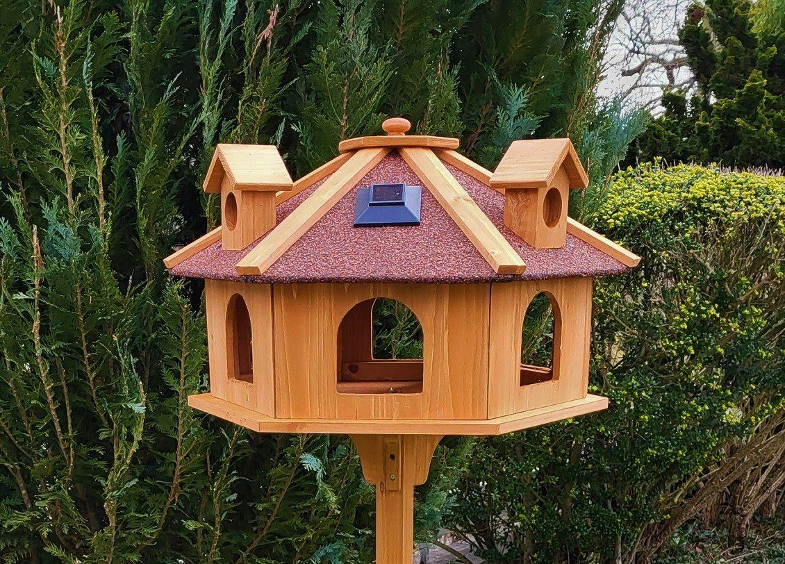 ALPENZAUBER MYPETS Vogelfutterhaus Licht+Ständer Vogelhaus Vogel L Futterhaus Vogelhaus