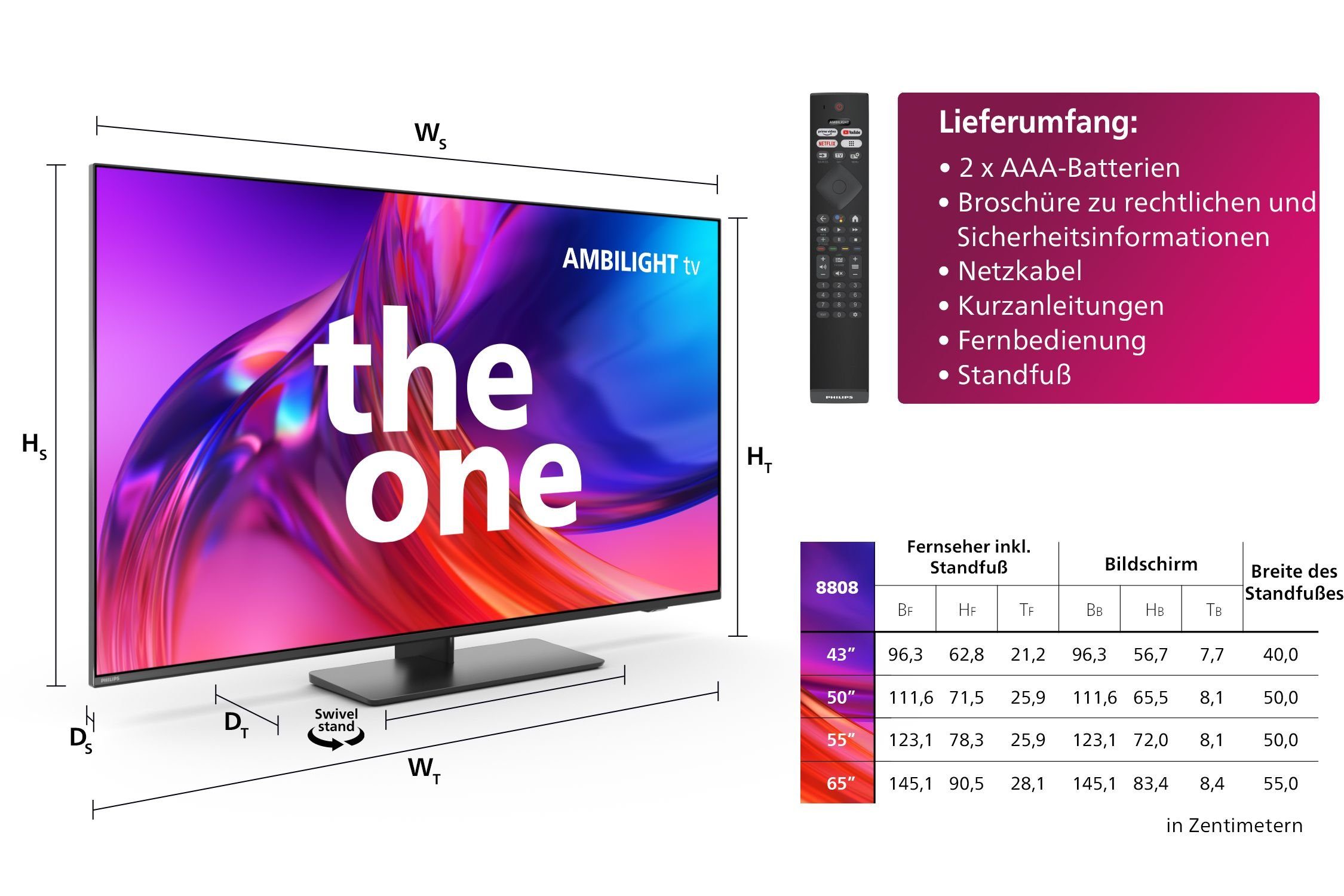 Zoll, 4K Smart-TV) TV, HD, (126 Philips cm/50 Google 50PUS8808/12 LED-Fernseher Ultra TV, Android